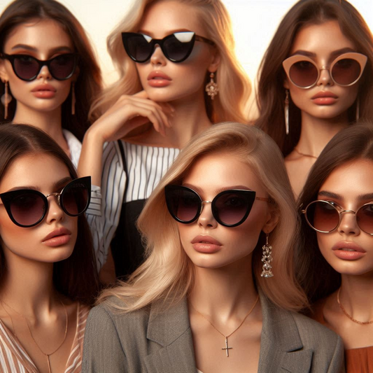 6 young ladies wearing stylish sunglasses