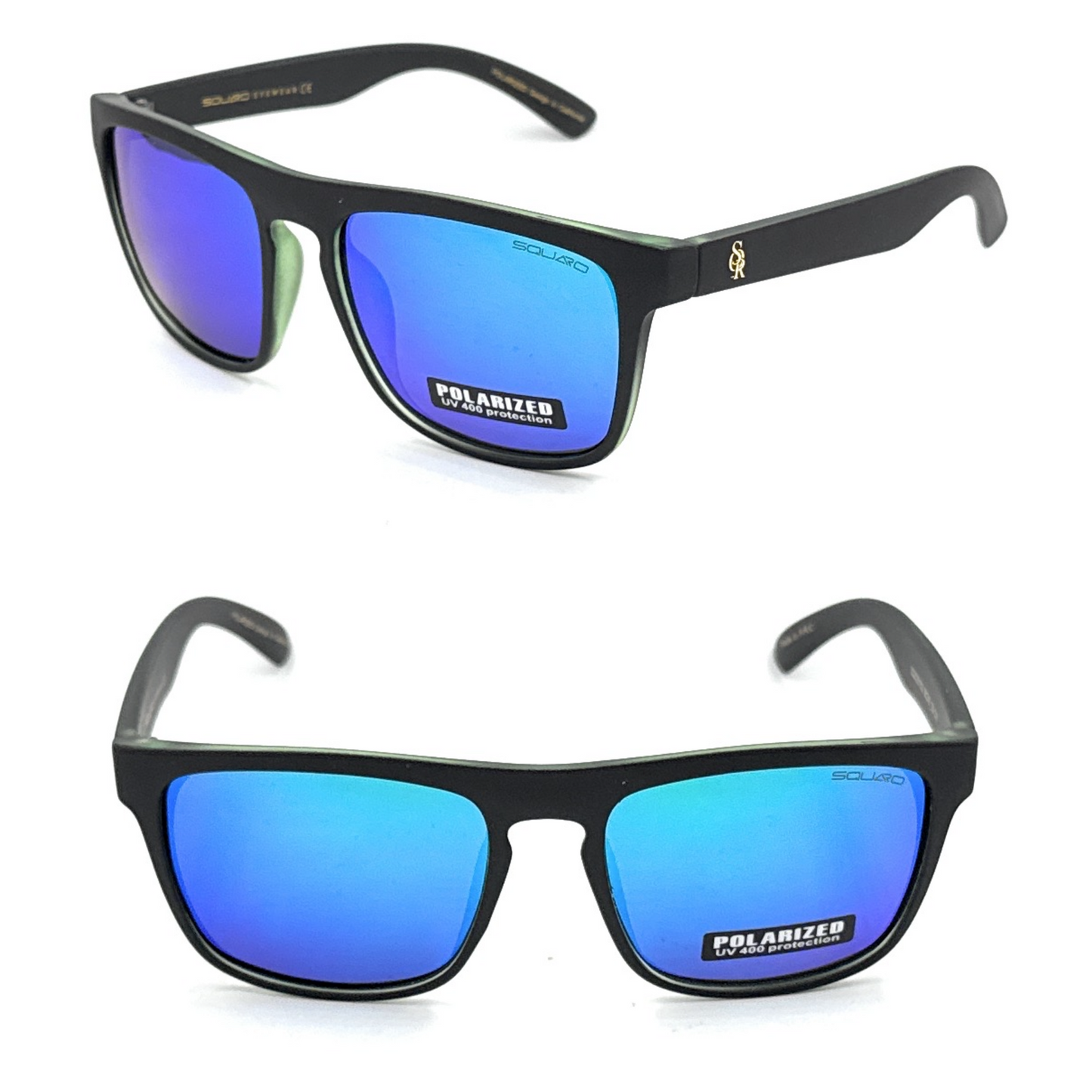 SQUARO Matte Black Polarized TAC Sunglasses β Blue Mirror Lenses with UV400 Protection               SQ20251532