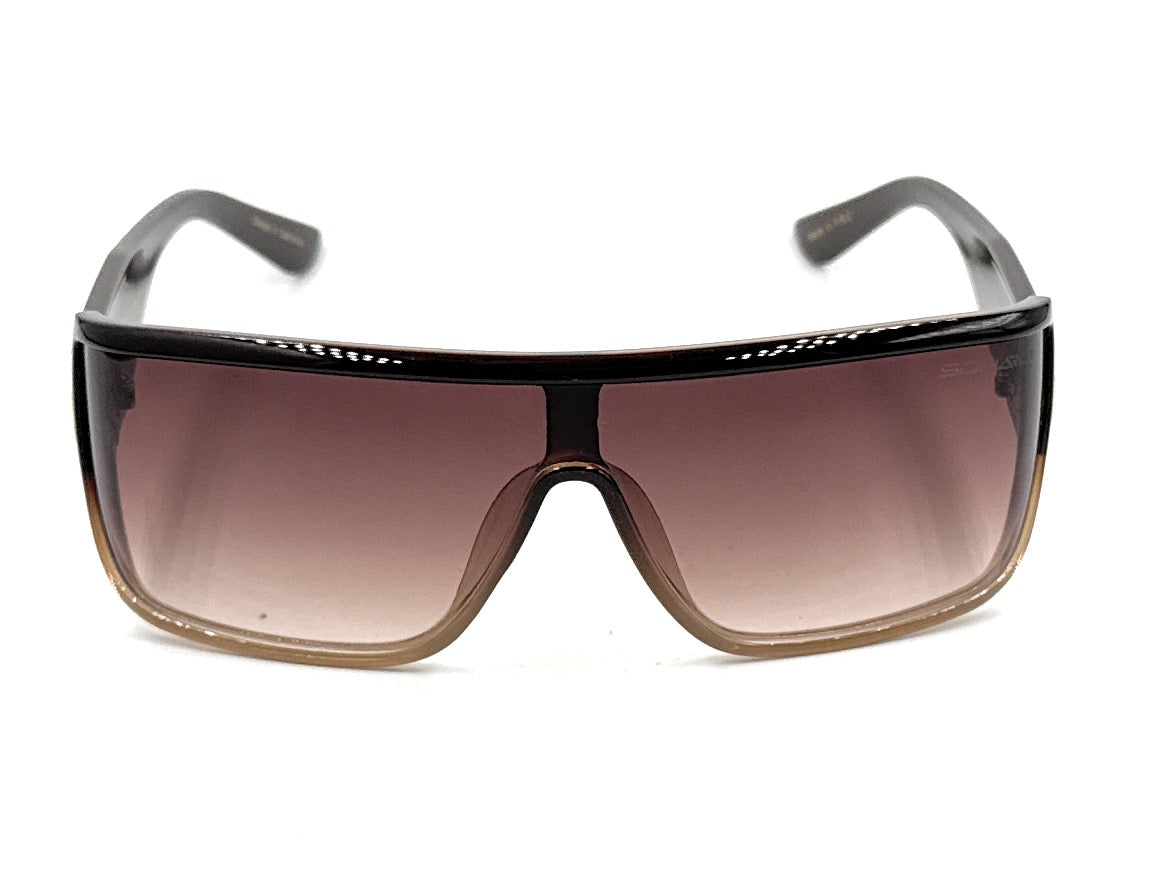 Squaro Bold Flat Top Shield Sunglasses - Black Frame with Smoke Gray Lenses Premium Quality Fashion Sunglasses – Black Frame with Gradient Gray Lenses | Classic Square Design SQ20251563