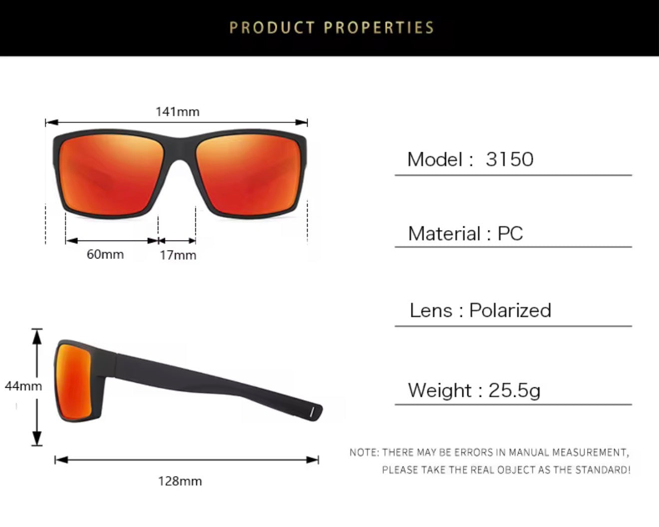 SQUARO 3150 Polarized Sport Sunglasses for Men – Matte Black Frame with Revo Polarized Lenses | UV400 Protection