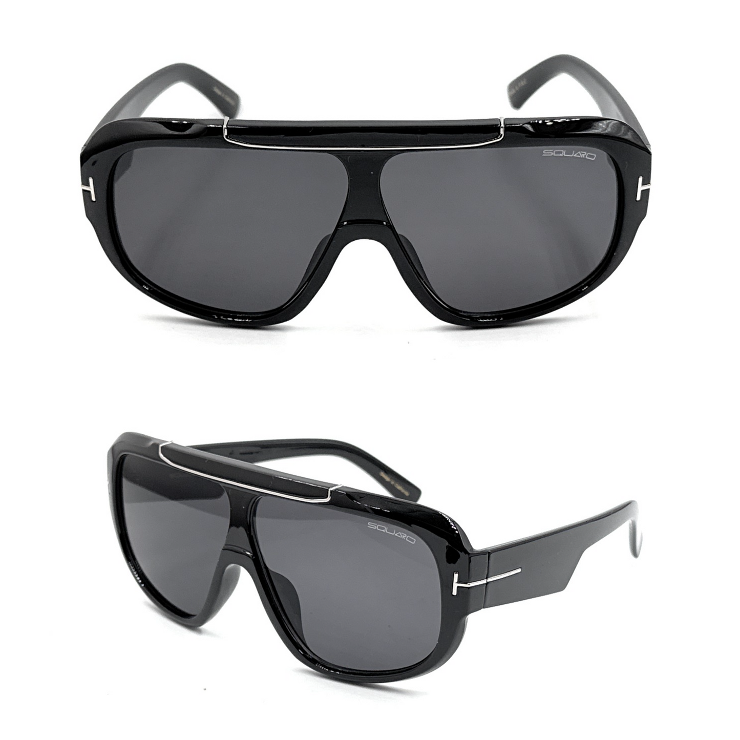SQUARO Premium Quality Fashion Sunglasses – Black Oversized - Black Frame with Gradient Gray Lenses | Classic Square Design                                 SQ20241520