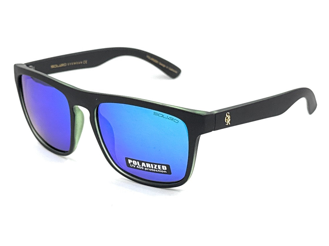 SQUARO Matte Black Polarized TAC Sunglasses β Blue Mirror Lenses with UV400 Protection               SQ20251532