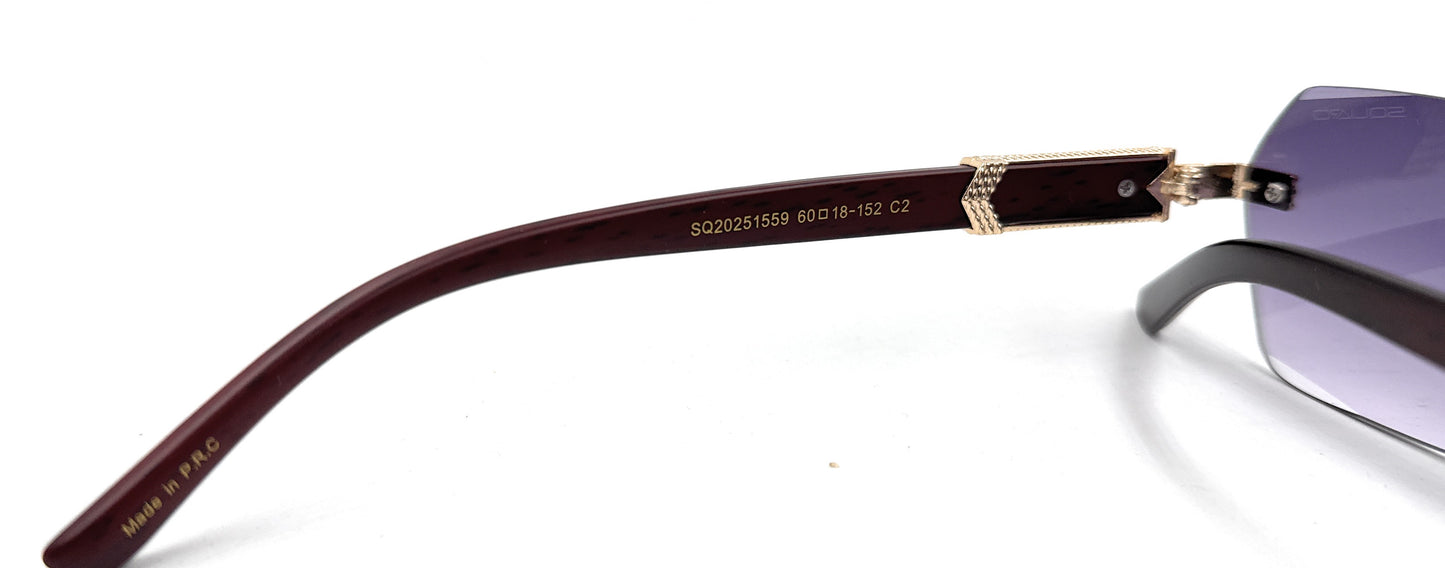 Luxury Rimless Geometric Sunglasses – Gradient Purple Lens | SQUARO Premium Non- Polarized    SQ20251559
