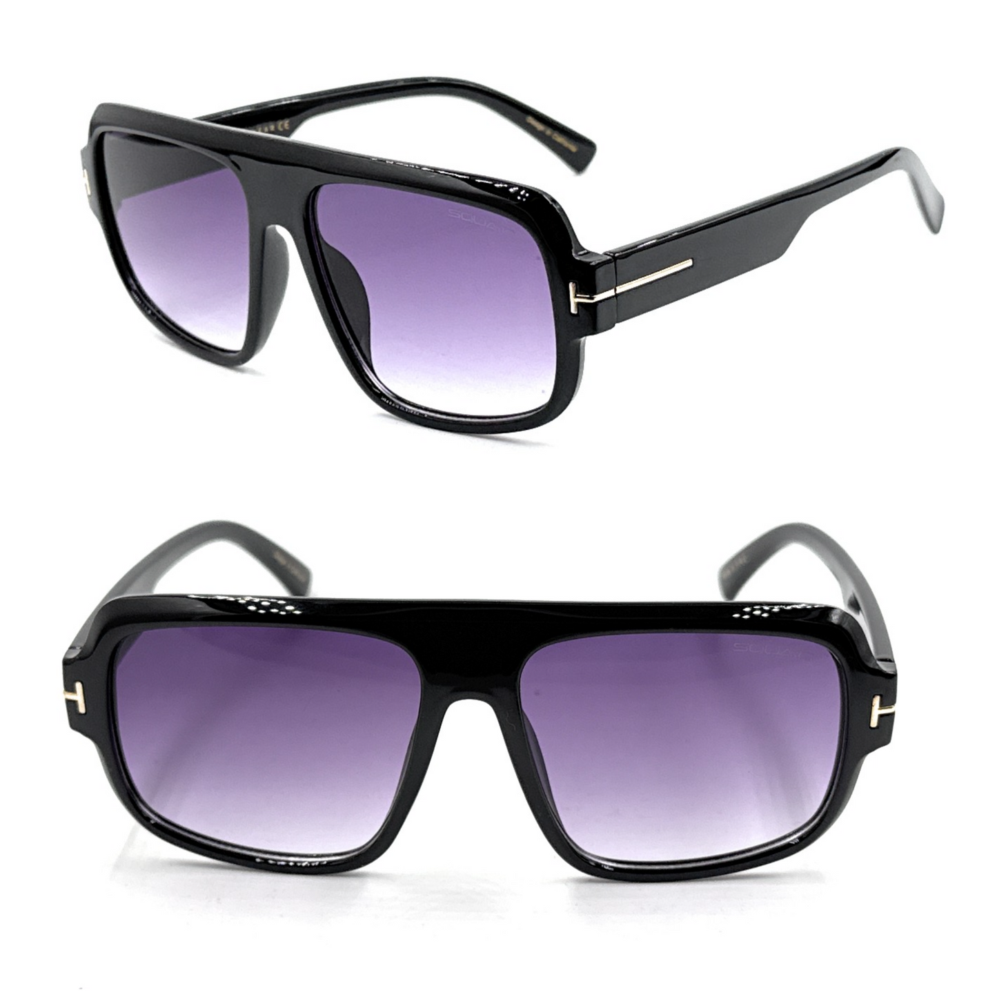 SQUARO Premium Quality Fashion Sunglasses – Black Frame with Gradient Gray Lenses | Classic Square Design SQ20241520