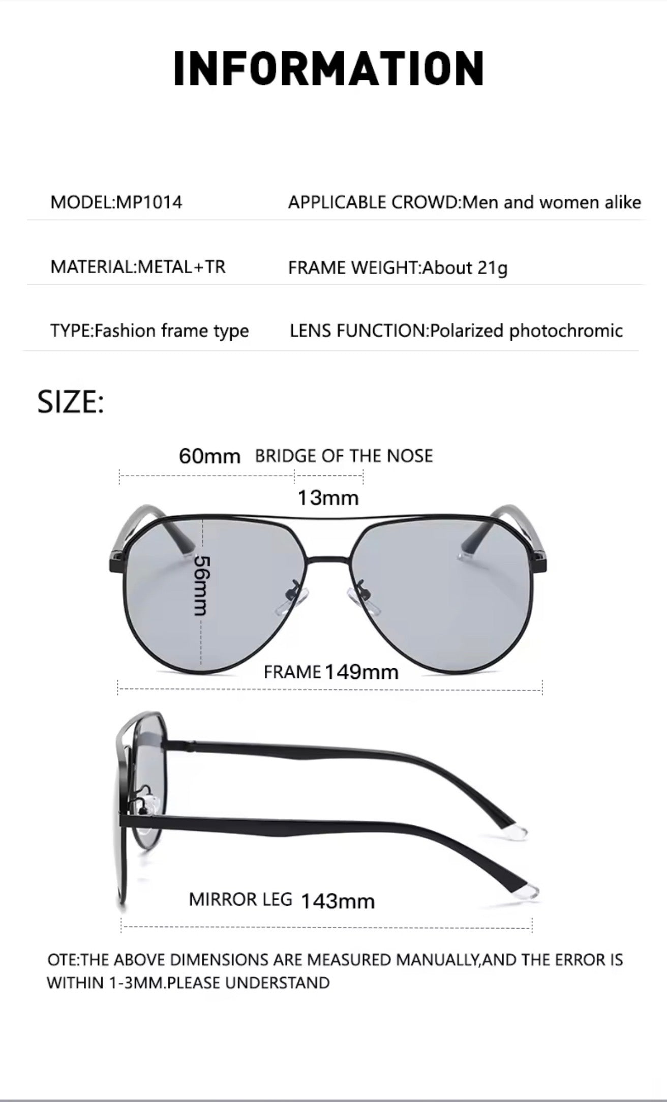 SQUARO Polarized Photochromic Square Sunglasses – TR90 + Metal Frame | UV400 Protection High Quality Light weight SQ20261611Square