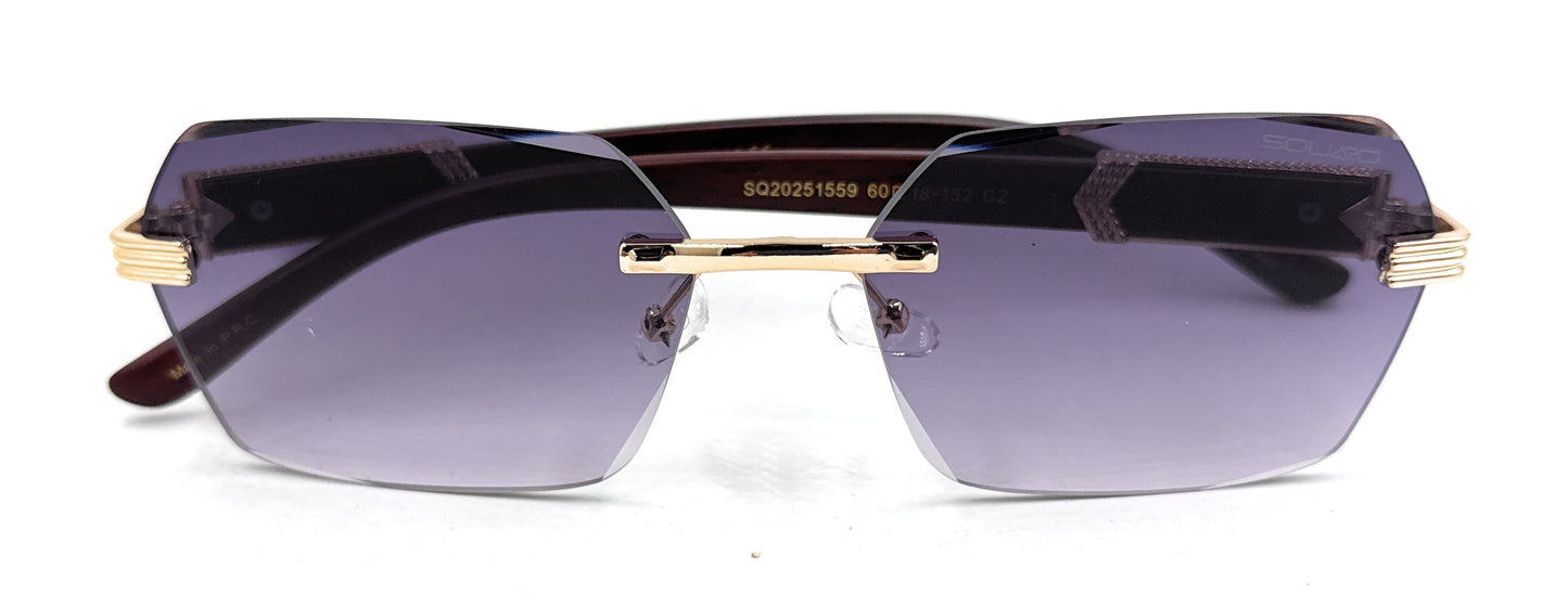 Luxury Rimless Geometric Sunglasses – Gradient Purple Lens | SQUARO Premium Non- Polarized    SQ20251559
