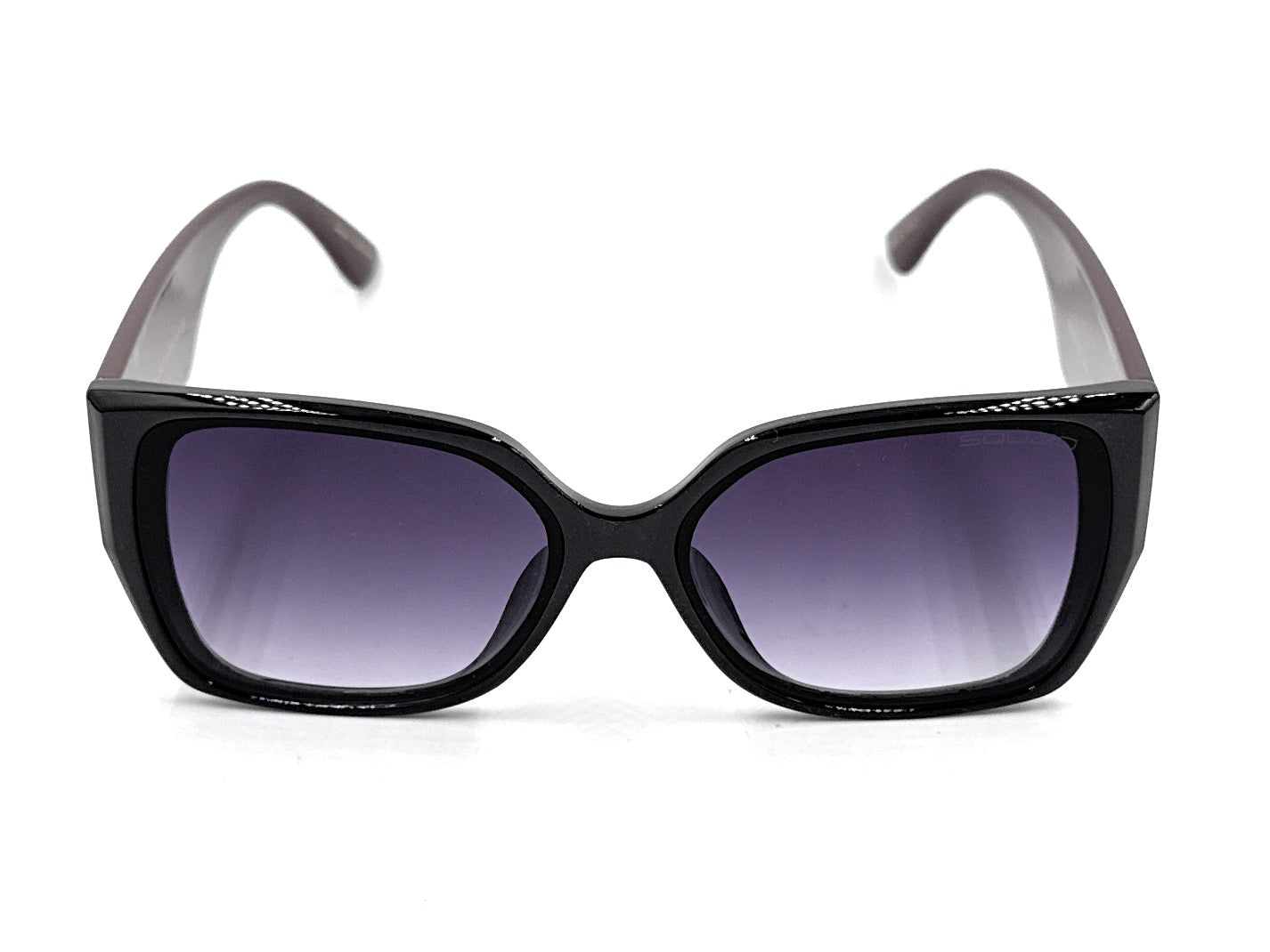 Squaro Plaid Accent Oversized Square Sunglasses – Black Frame with Gradient Brown Lenses SQ20251557