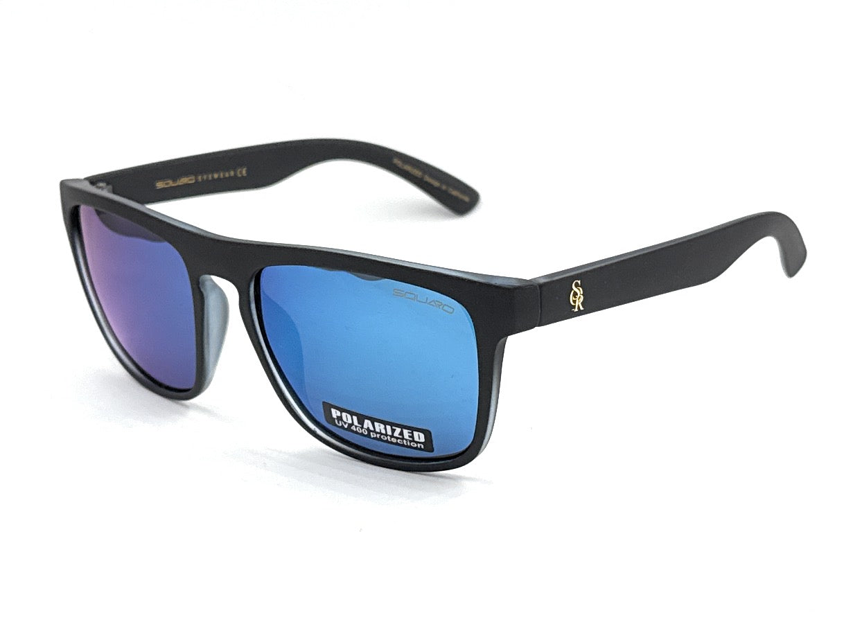 SQUARO Matte Black Polarized TAC Sunglasses β Blue Mirror Lenses with UV400 Protection               SQ20251532
