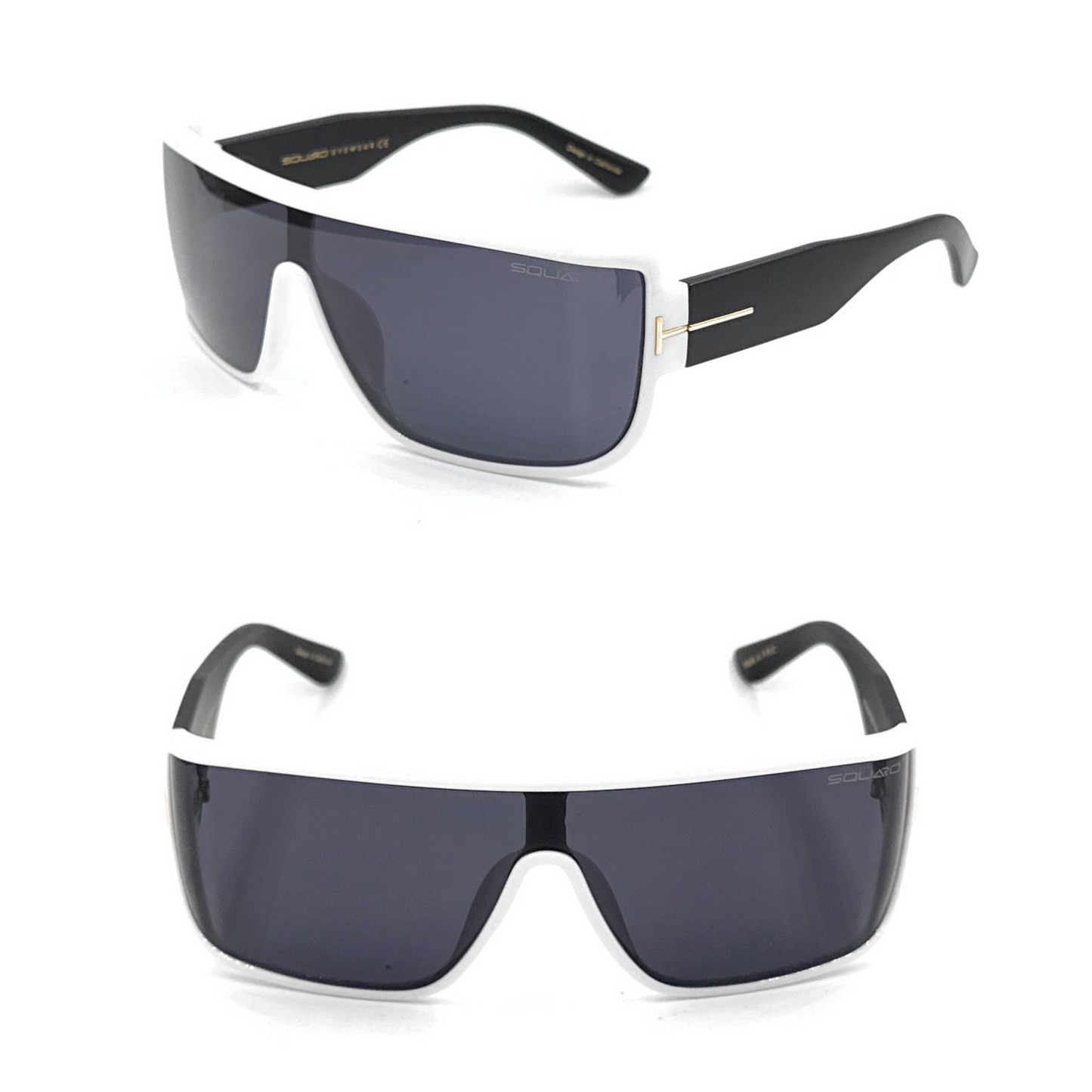 Squaro Bold Flat Top Shield Sunglasses - Black Frame with Smoke Gray Lenses Premium Quality Fashion Sunglasses – Black Frame with Gradient Gray Lenses | Classic Square Design SQ20251563