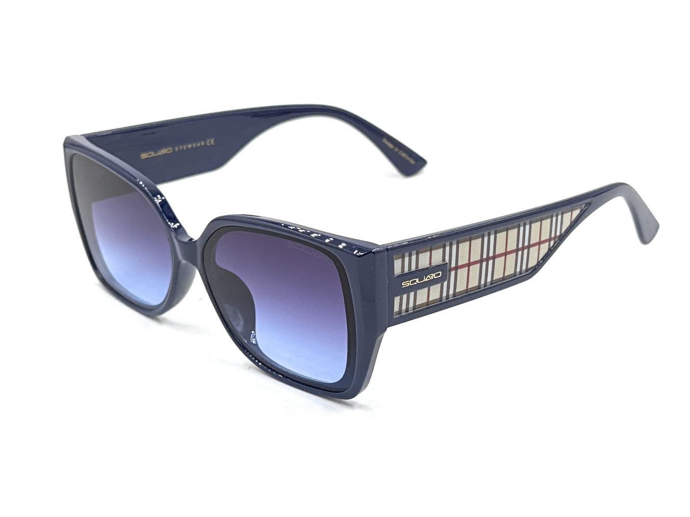 Squaro Plaid Accent Oversized Square Sunglasses – Black Frame with Gradient Brown Lenses SQ20251557