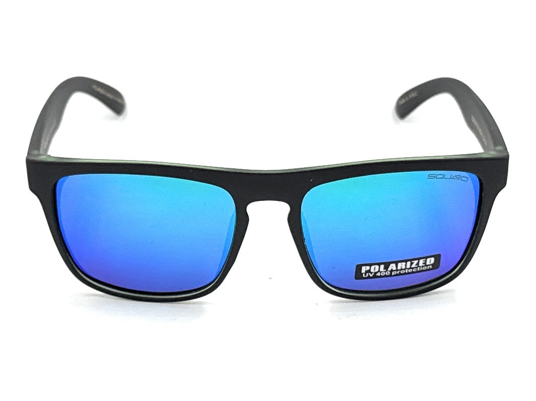 SQUARO Matte Black Polarized TAC Sunglasses β Blue Mirror Lenses with UV400 Protection               SQ20251532