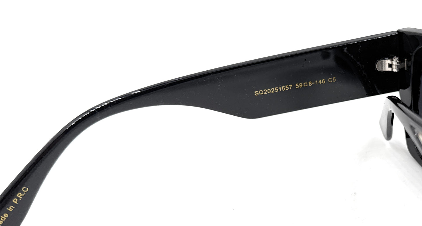 Squaro Plaid Accent Oversized Square Sunglasses – Black Frame with Gradient Brown Lenses SQ20251557