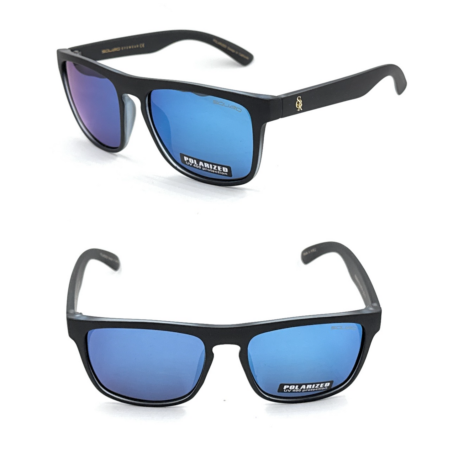 SQUARO Matte Black Polarized TAC Sunglasses β Blue Mirror Lenses with UV400 Protection               SQ20251532