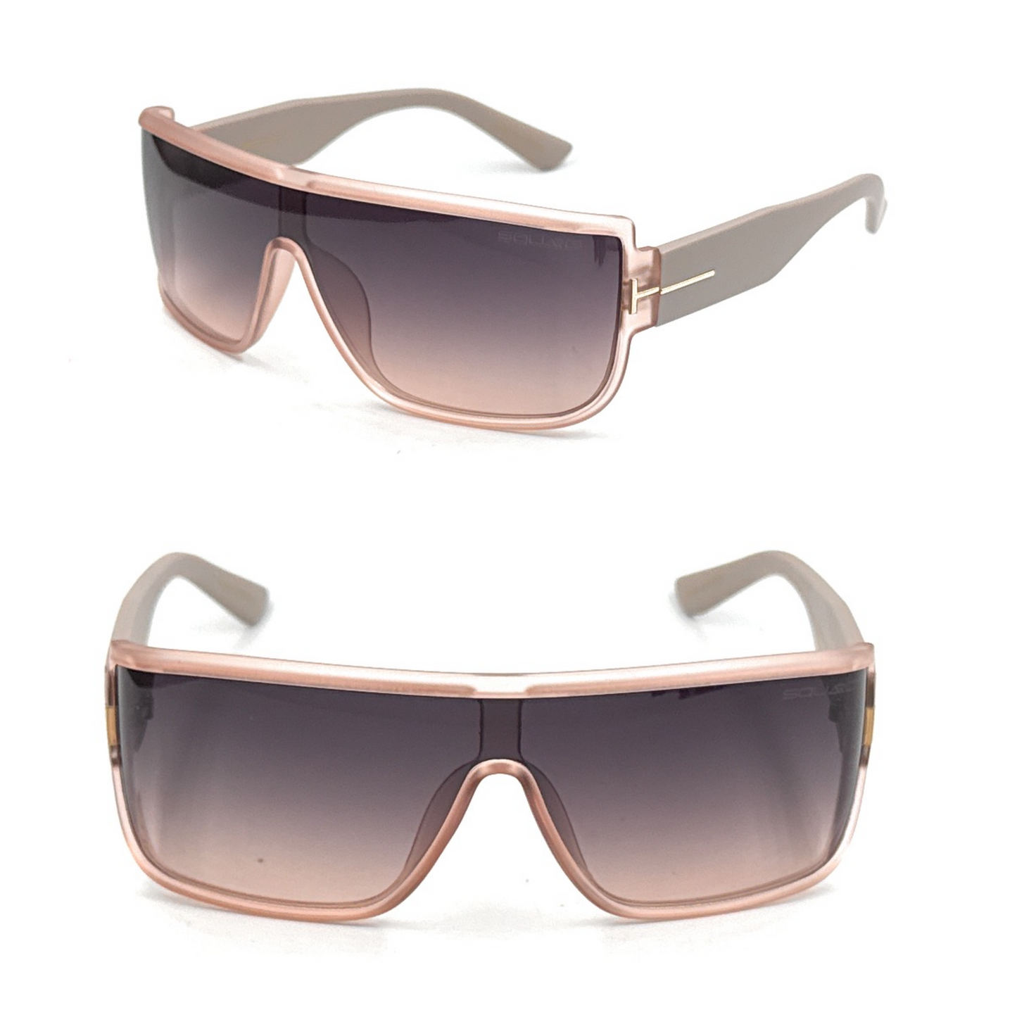 Squaro Bold Flat Top Shield Sunglasses - Black Frame with Smoke Gray Lenses Premium Quality Fashion Sunglasses – Black Frame with Gradient Gray Lenses | Classic Square Design SQ20251563
