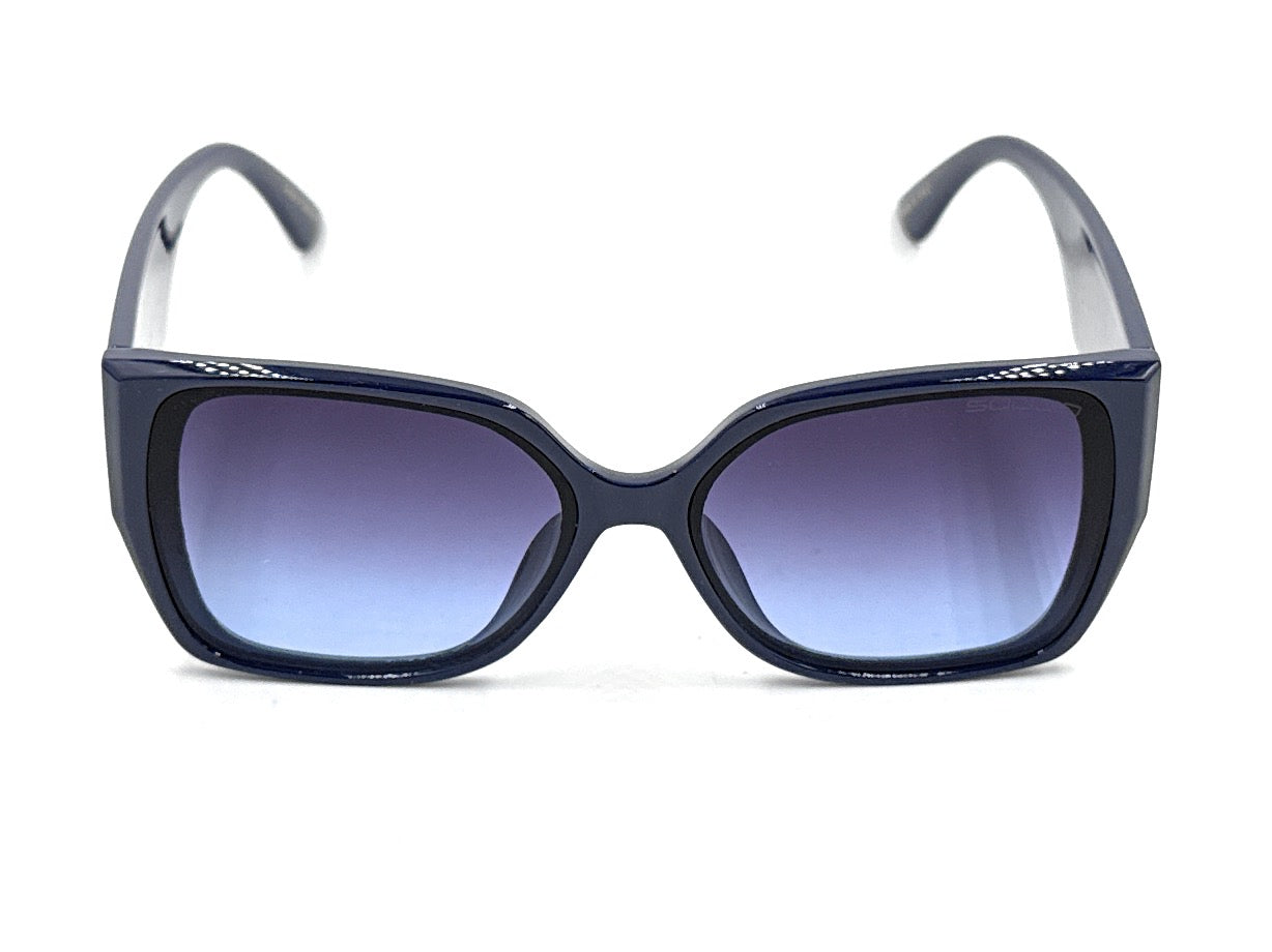 Squaro Plaid Accent Oversized Square Sunglasses – Black Frame with Gradient Brown Lenses SQ20251557