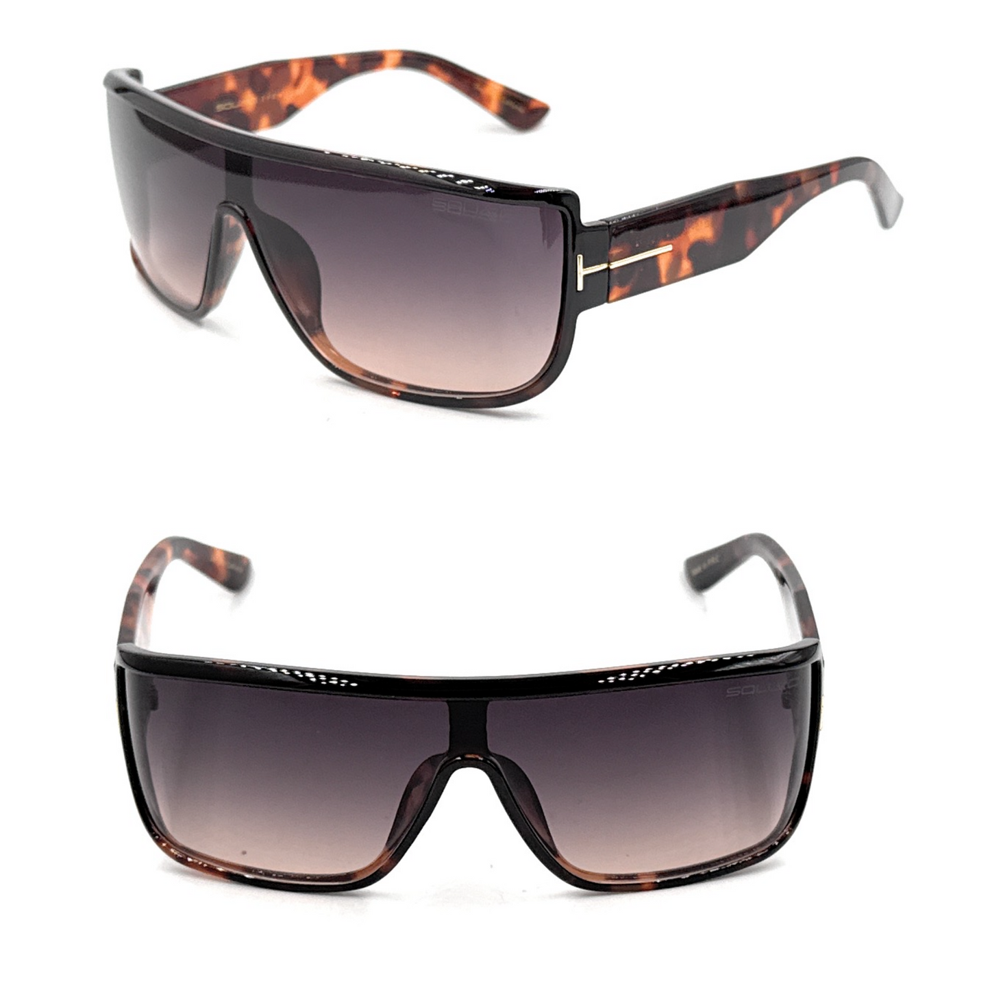 Squaro Bold Flat Top Shield Sunglasses - Black Frame with Smoke Gray Lenses Premium Quality Fashion Sunglasses – Black Frame with Gradient Gray Lenses | Classic Square Design SQ20251563