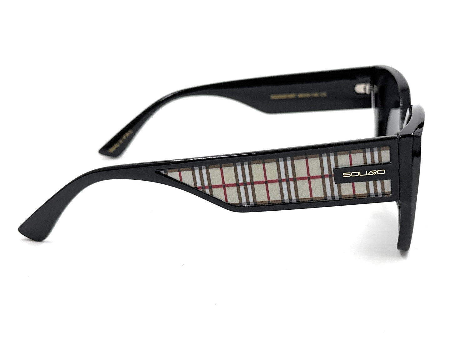 Squaro Plaid Accent Oversized Square Sunglasses – Black Frame with Gradient Brown Lenses SQ20251557