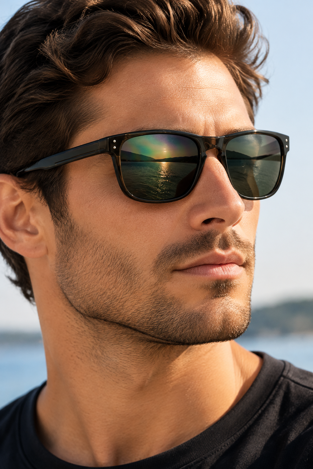 SQUARO TAC Polarized Sunglasses – Black Frame with Premium UV400 Protection SQ20261595 54#19-134