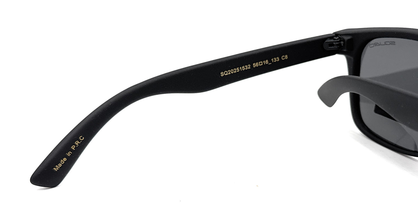 SQUARO Matte Black Polarized TAC Sunglasses β Blue Mirror Lenses with UV400 Protection               SQ20251532
