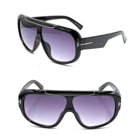 SQUARO Premium Quality Fashion Sunglasses – Bold Black Oversized Sunglasses - Black Frame with Gradient Gray Lenses | Classic Square Design SQ20241520