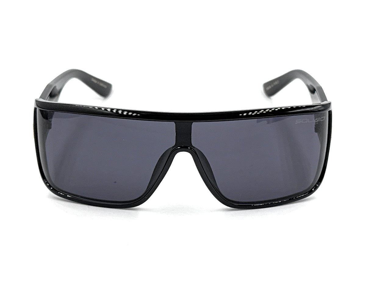 Squaro Bold Flat Top Shield Sunglasses - Black Frame with Smoke Gray Lenses Premium Quality Fashion Sunglasses – Black Frame with Gradient Gray Lenses | Classic Square Design SQ20251563