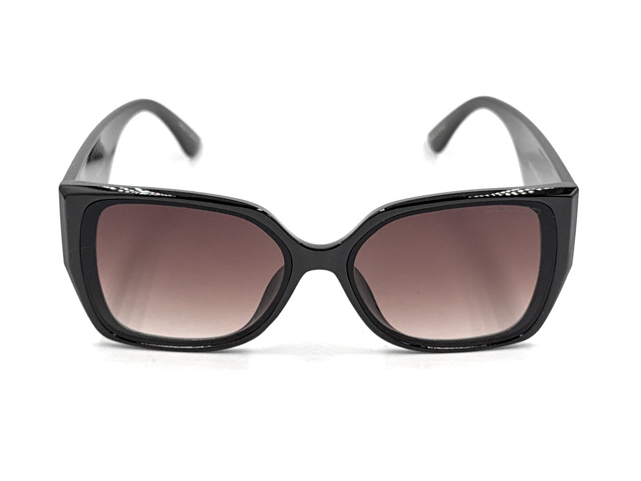 Squaro Plaid Accent Oversized Square Sunglasses – Black Frame with Gradient Brown Lenses SQ20251557