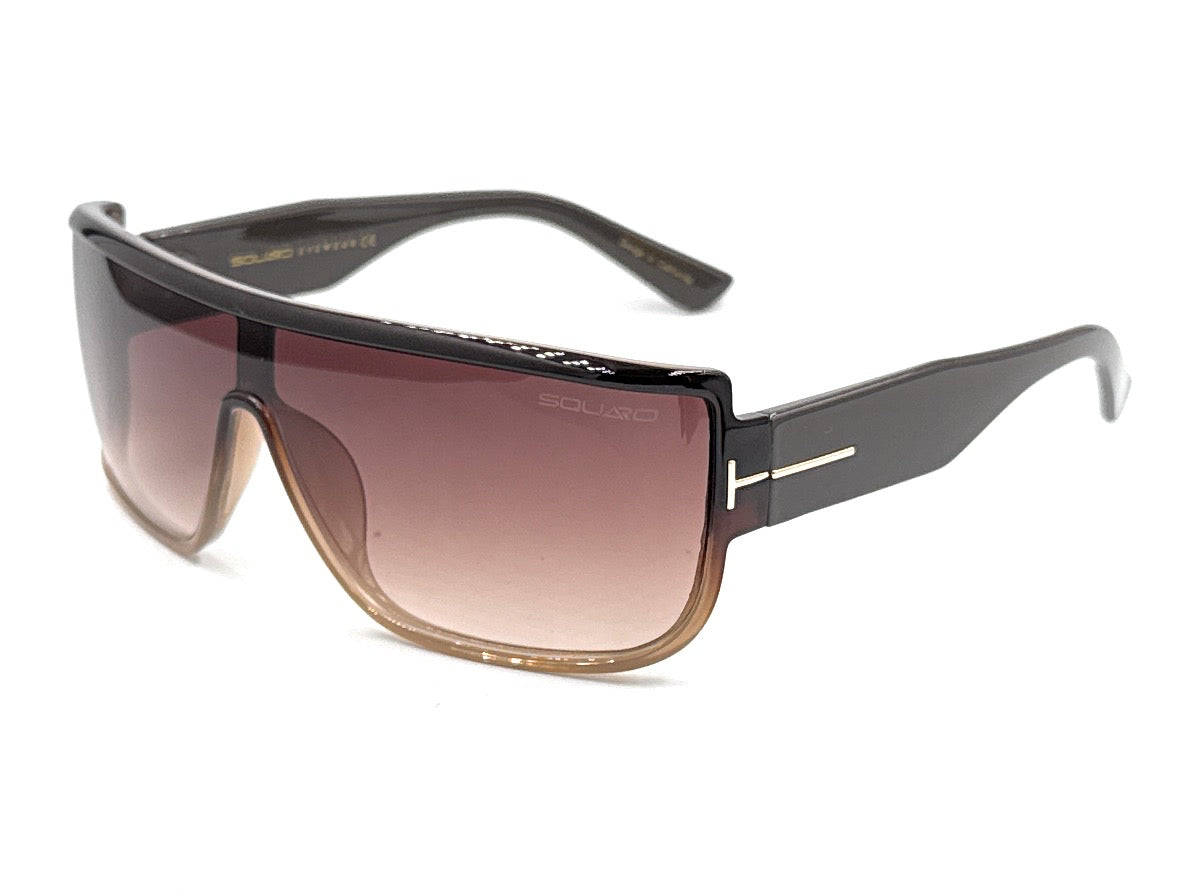 Squaro Bold Flat Top Shield Sunglasses - Black Frame with Smoke Gray Lenses Premium Quality Fashion Sunglasses – Black Frame with Gradient Gray Lenses | Classic Square Design SQ20251563