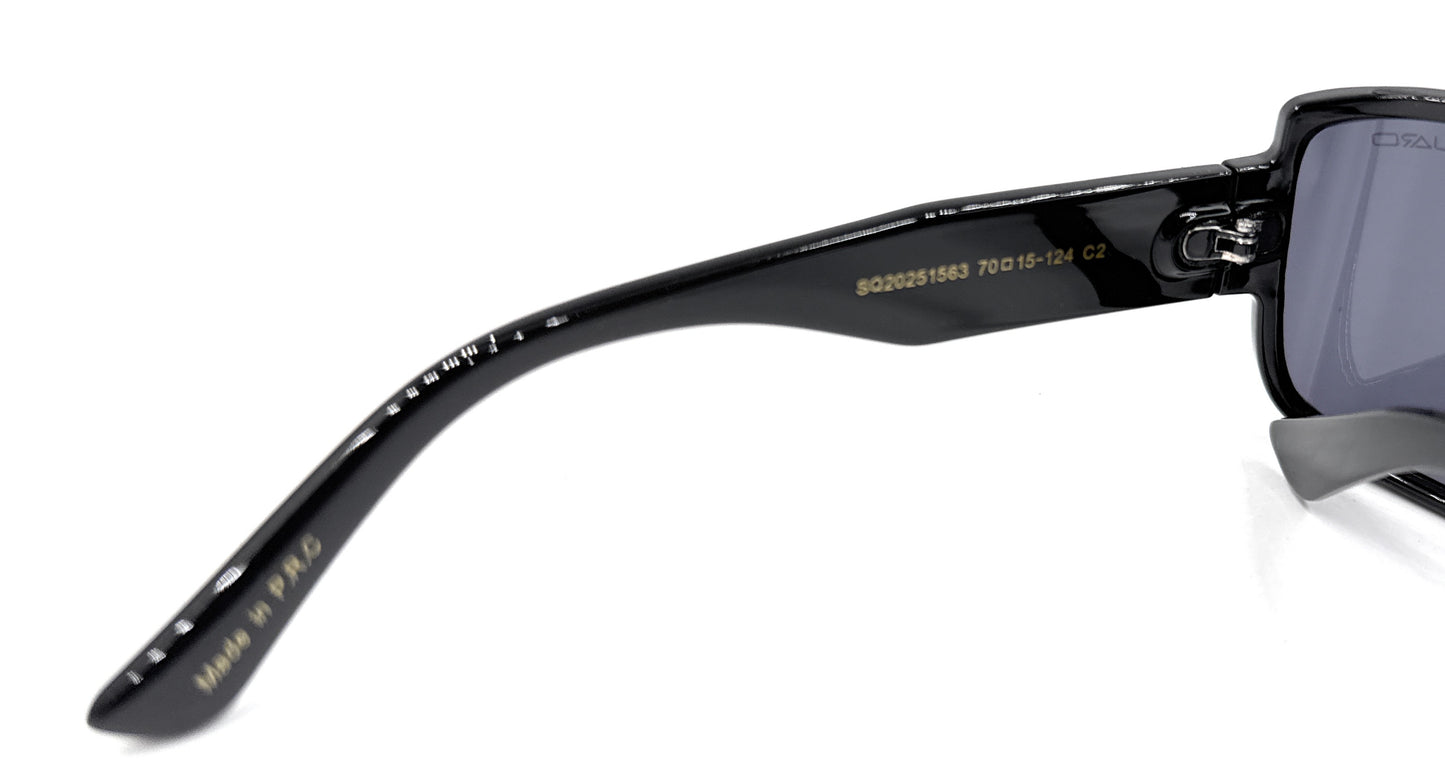 Squaro Bold Flat Top Shield Sunglasses - Black Frame with Smoke Gray Lenses Premium Quality Fashion Sunglasses – Black Frame with Gradient Gray Lenses | Classic Square Design SQ20251563