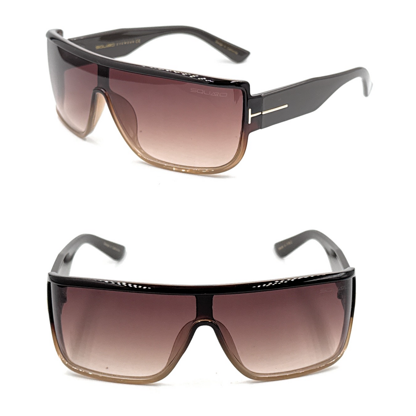 Squaro Bold Flat Top Shield Sunglasses - Black Frame with Smoke Gray Lenses Premium Quality Fashion Sunglasses – Black Frame with Gradient Gray Lenses | Classic Square Design SQ20251563