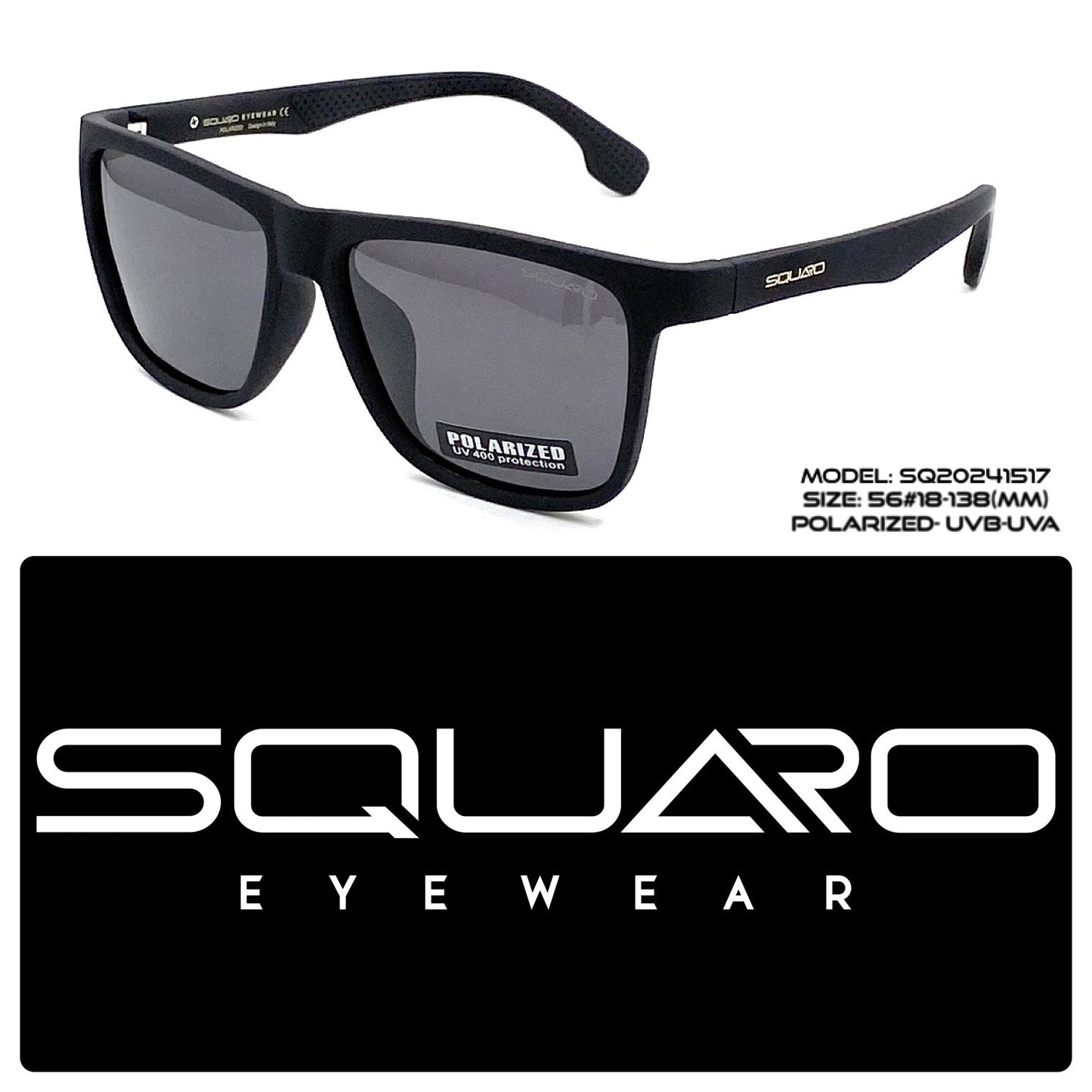SQUARO Matte Black Polarized Sunglasses – Lightweight Premium quality Frame with Spring Hinges
SQ20241517