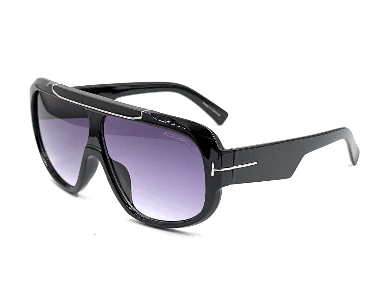 SQUARO Premium Quality Fashion Sunglasses – Black Oversized - Black Frame with Gradient Gray Lenses | Classic Square Design                                 SQ20241520