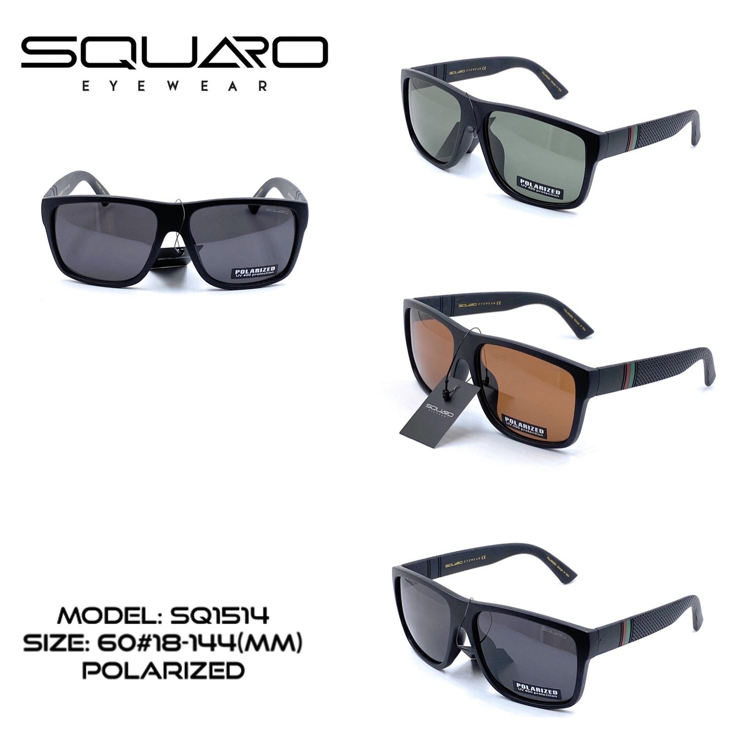 3Packs Polarized Rectangular SQUARO Sunglasses Men Women Driving Fishing Biking Hiking UVB-UVA 400 SQ1514