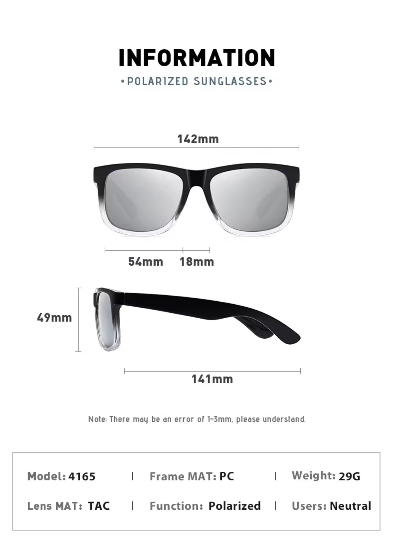 SQUARO Polarized Sunglasses Men Women Driving Fishing Biking Hiking UVB-UVA %100 protection SQ20251564