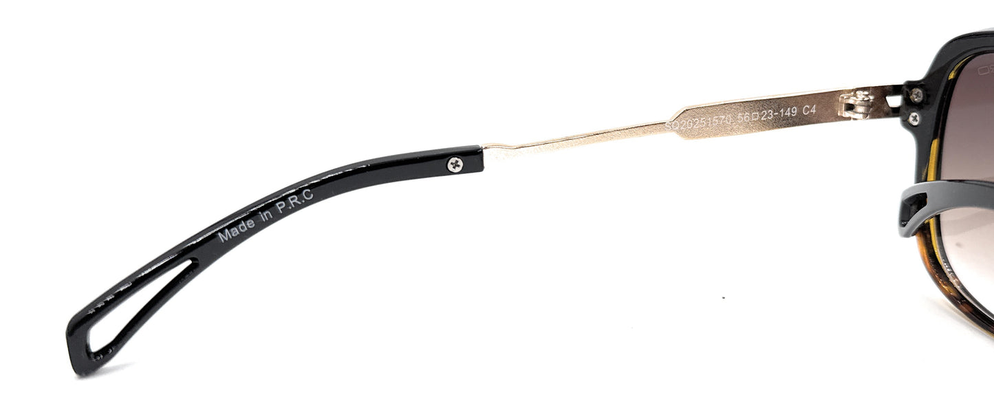 Squaro Plaid Accent Oversized Square Sunglasses – Black Frame with Gradient Brown Lenses      SQ20251570