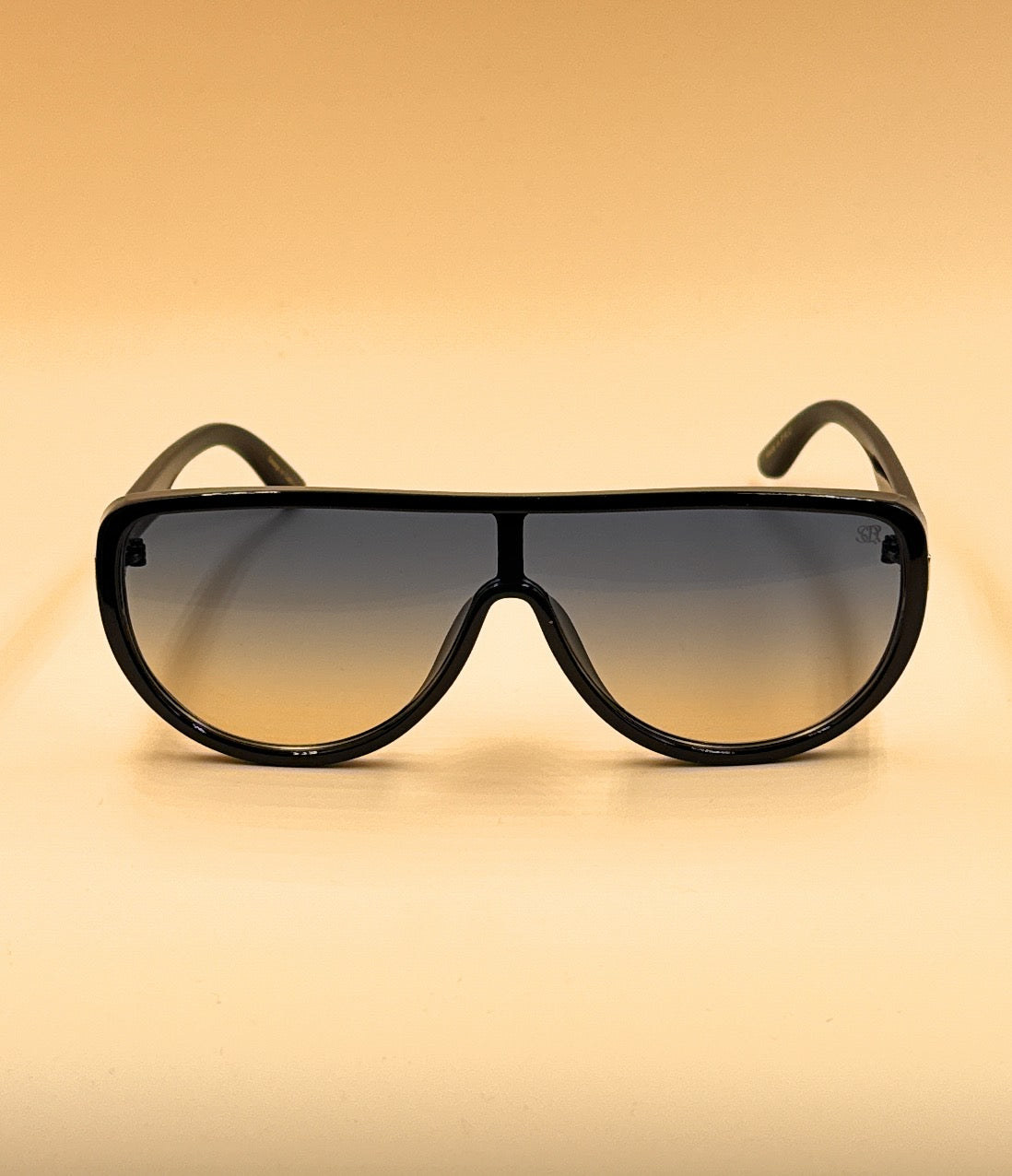 SQUARO Oversized Shield Sunglasses for Women – Glossy Black Frame with Gradient Smoke Lenses | SQ20261584