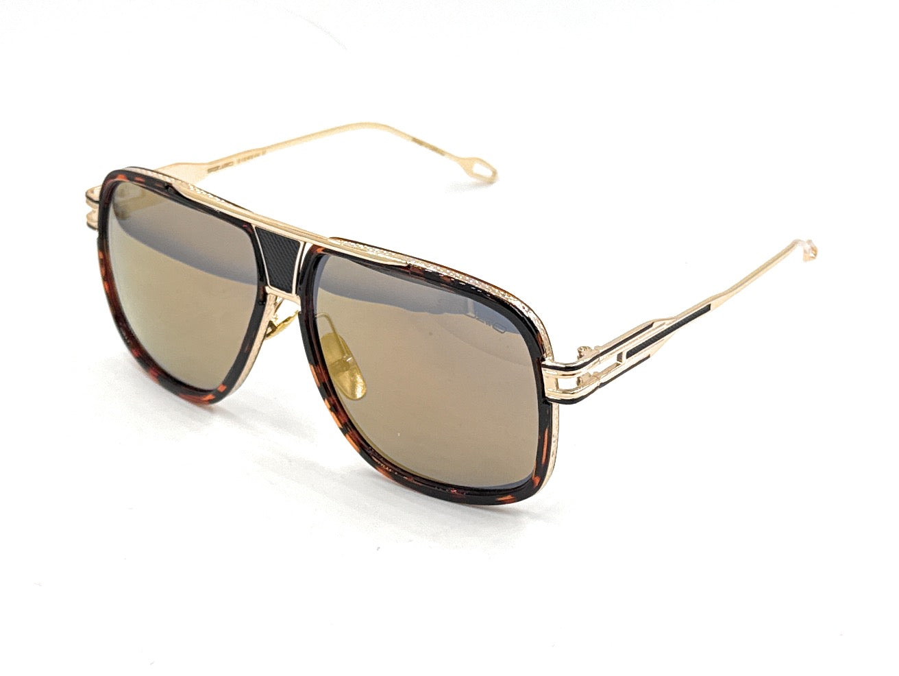 Squaro Plaid Accent Oversized Square Sunglasses –Black Frame with gold Gradient gray Lenses  Over size SQ20251571