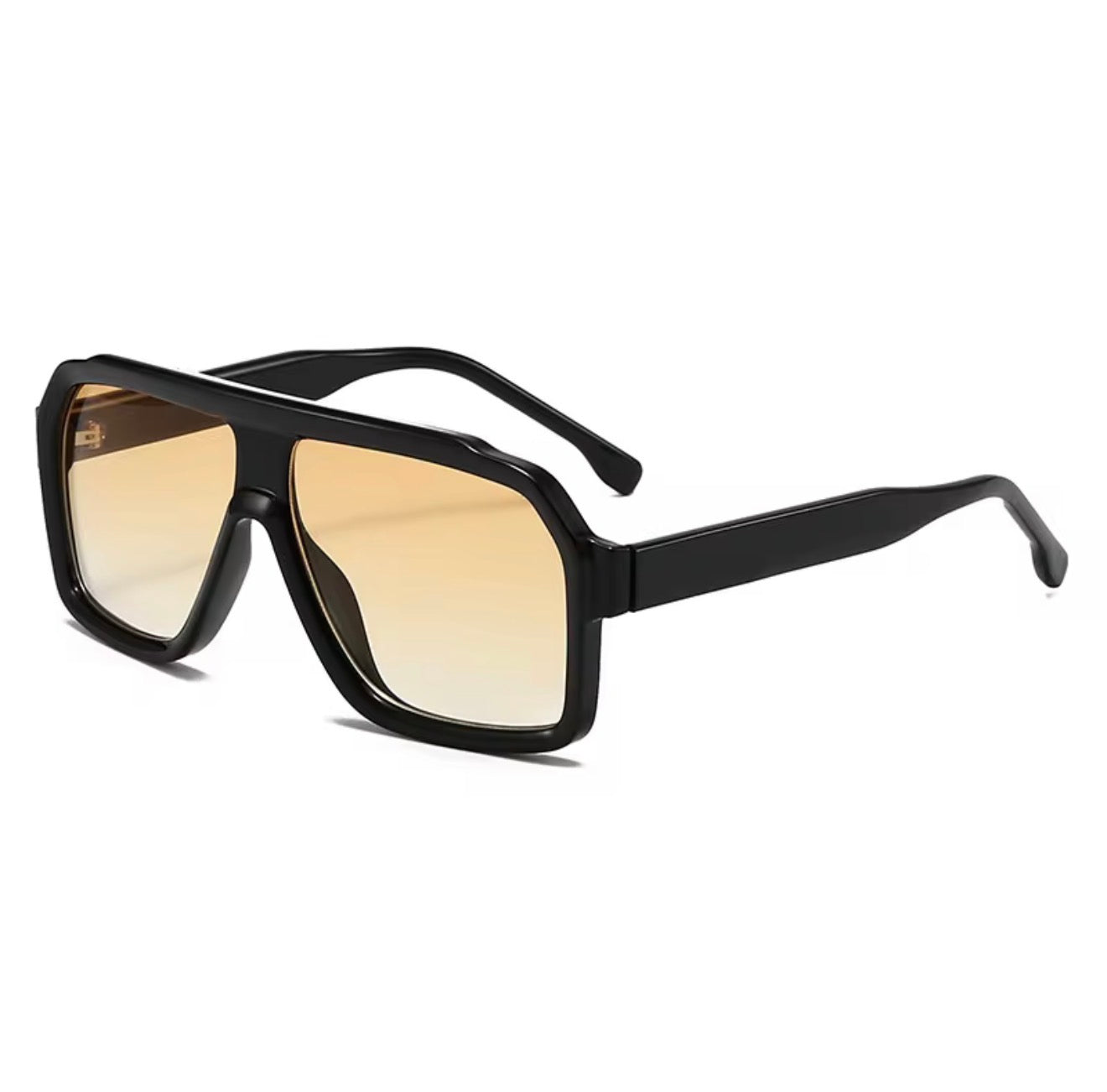 SQUARO Oversized Shield Sunglasses – Yellow Tea Gradient Lens, Square Flat-Top Frame, UV Protection