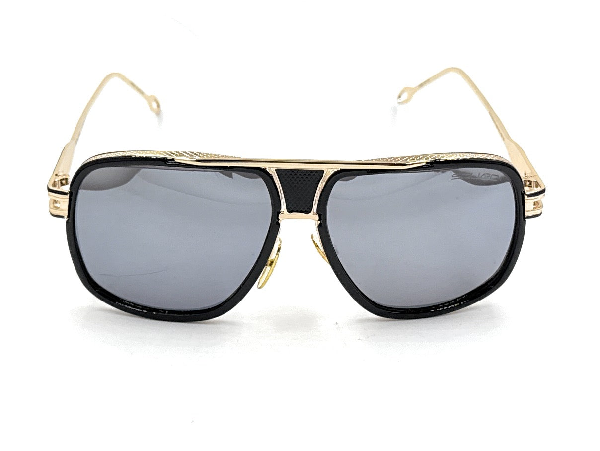 Squaro Plaid Accent Oversized Square Sunglasses –Black Frame with gold Gradient gray Lenses  Over size SQ20251571