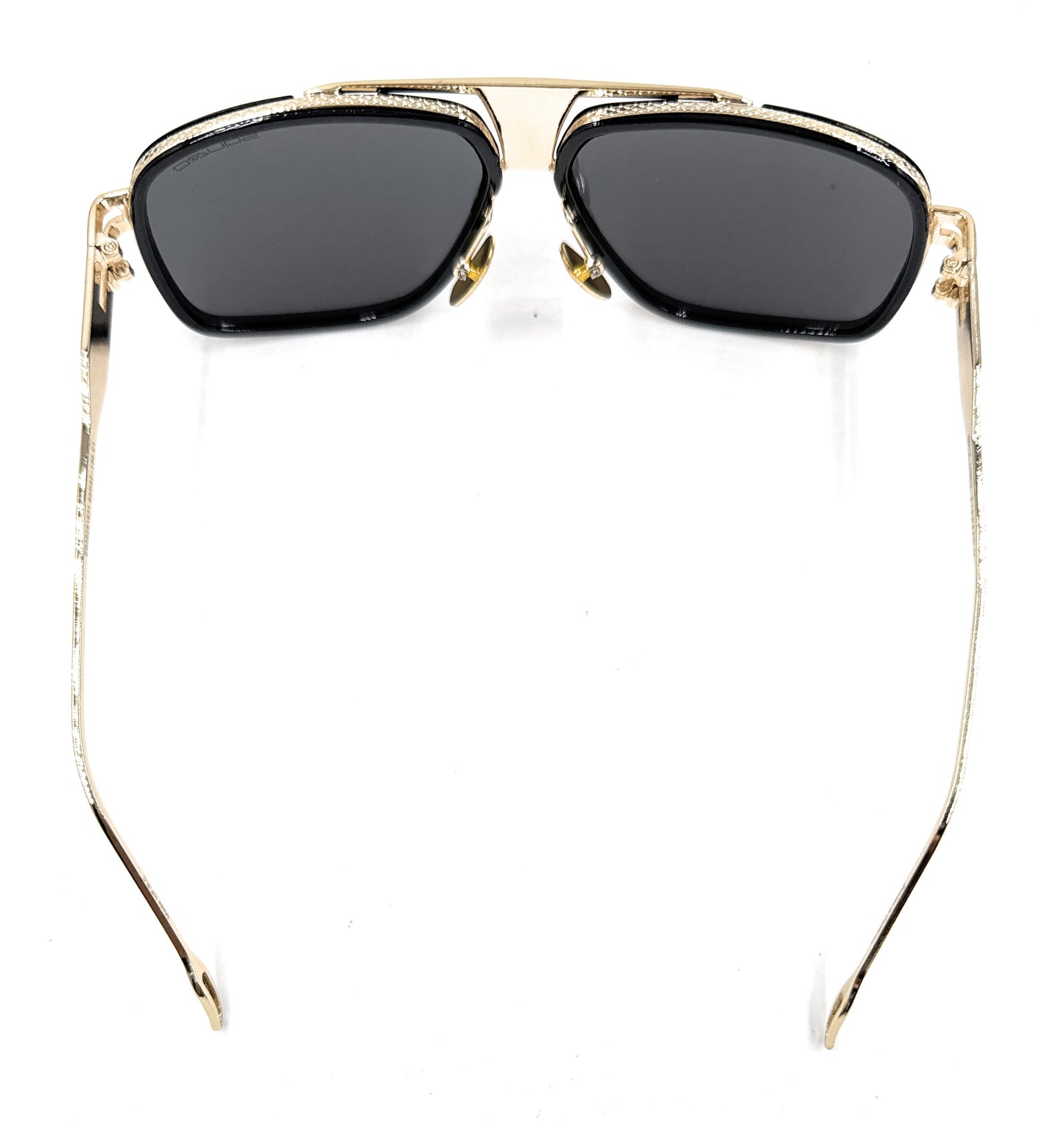 Squaro Plaid Accent Oversized Square Sunglasses –Black Frame with gold Gradient gray Lenses  Over size SQ20251571