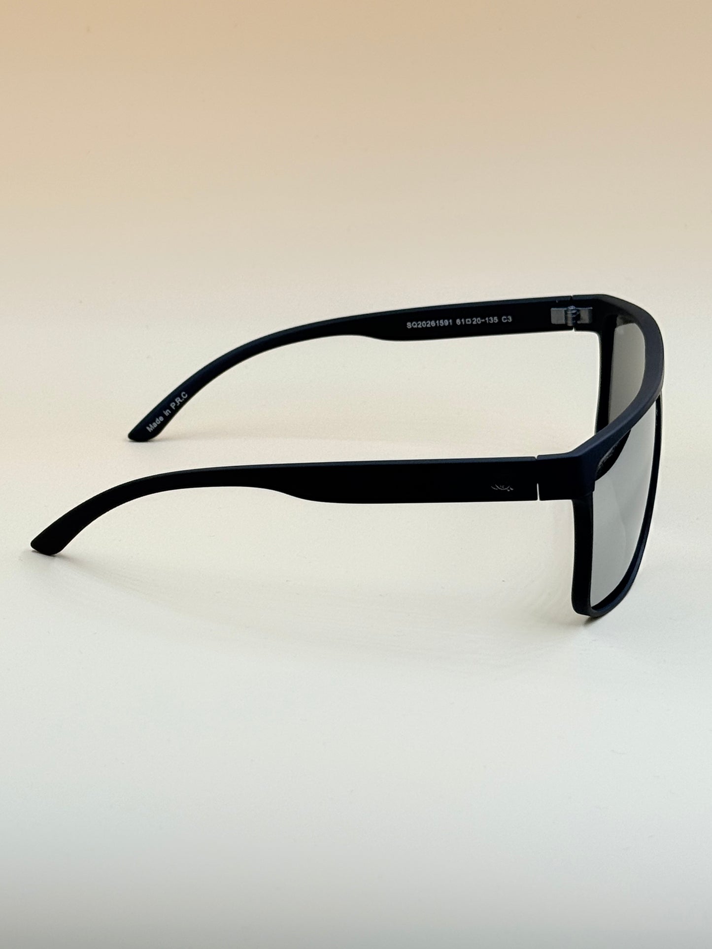 SQUARO TAC Polarized Sunglasses – Matte Black Frame with Soft Touch Rubber Coating | Premium UV400 Protection SQ20261591 61#20-135