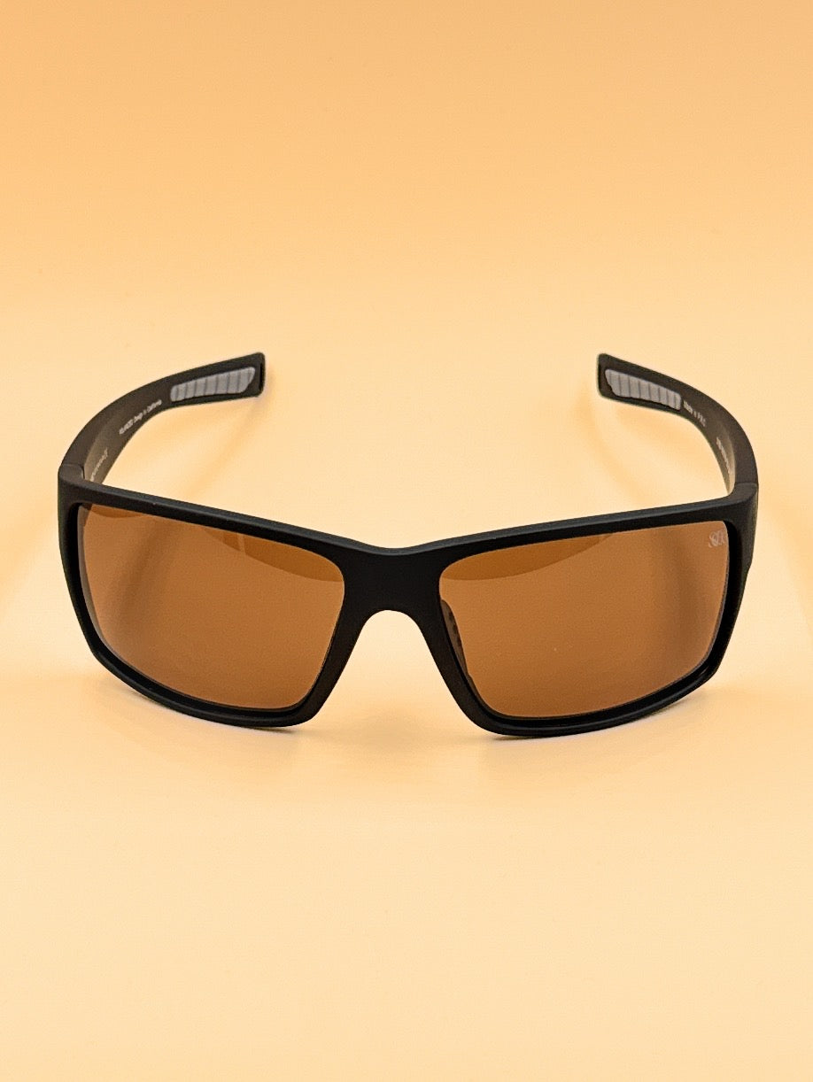 SQUARO 3150 Polarized Sport Sunglasses for Men – Matte Black Frame with Revo Polarized Lenses | UV400 Protection
