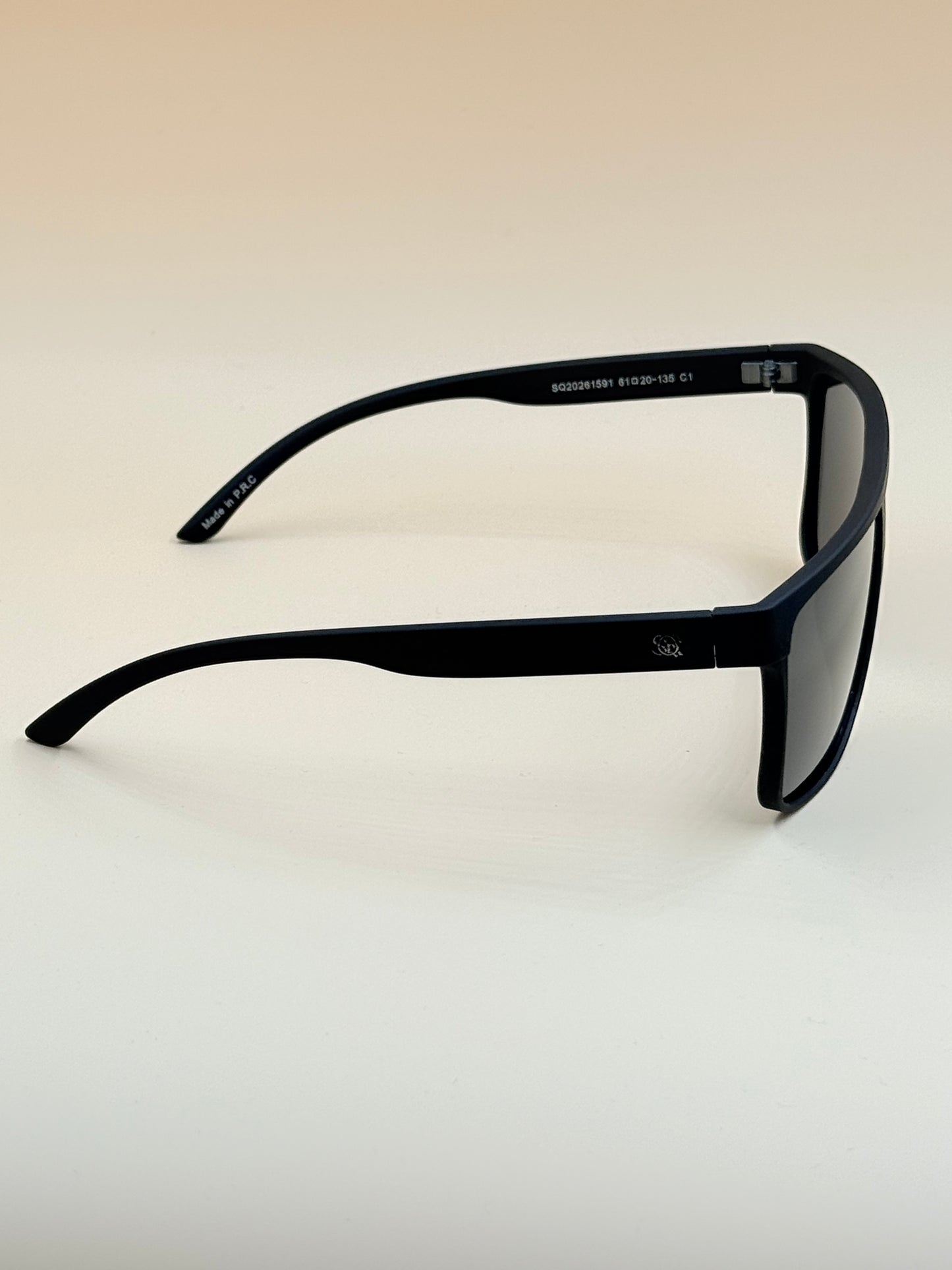 SQUARO TAC Polarized Sunglasses – Matte Black Frame with Soft Touch Rubber Coating | Premium UV400 Protection SQ20261591 61#20-135