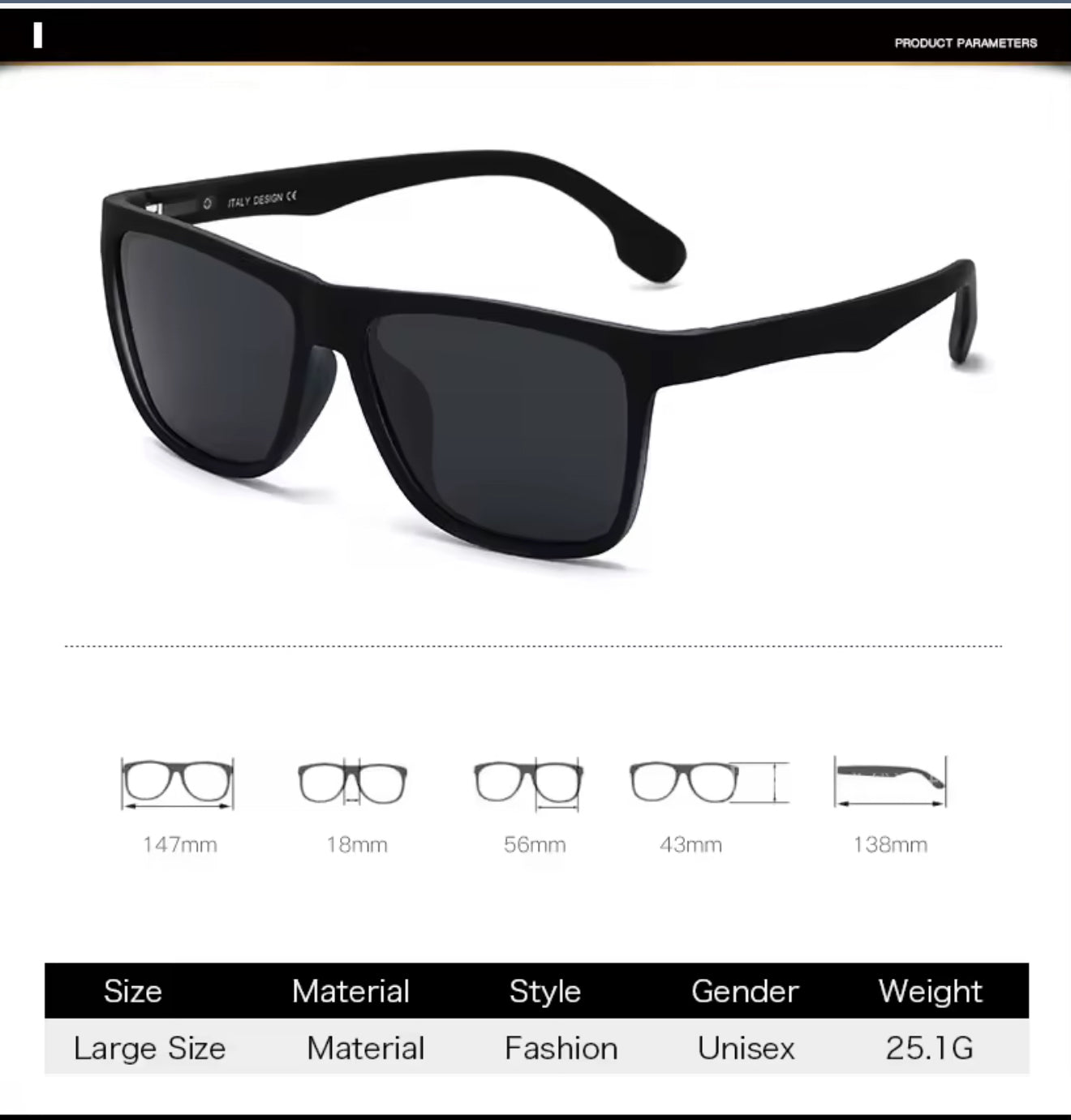 SQUARO Matte Black Polarized Sunglasses – Lightweight Premium quality Frame with Spring Hinges
SQ20241517