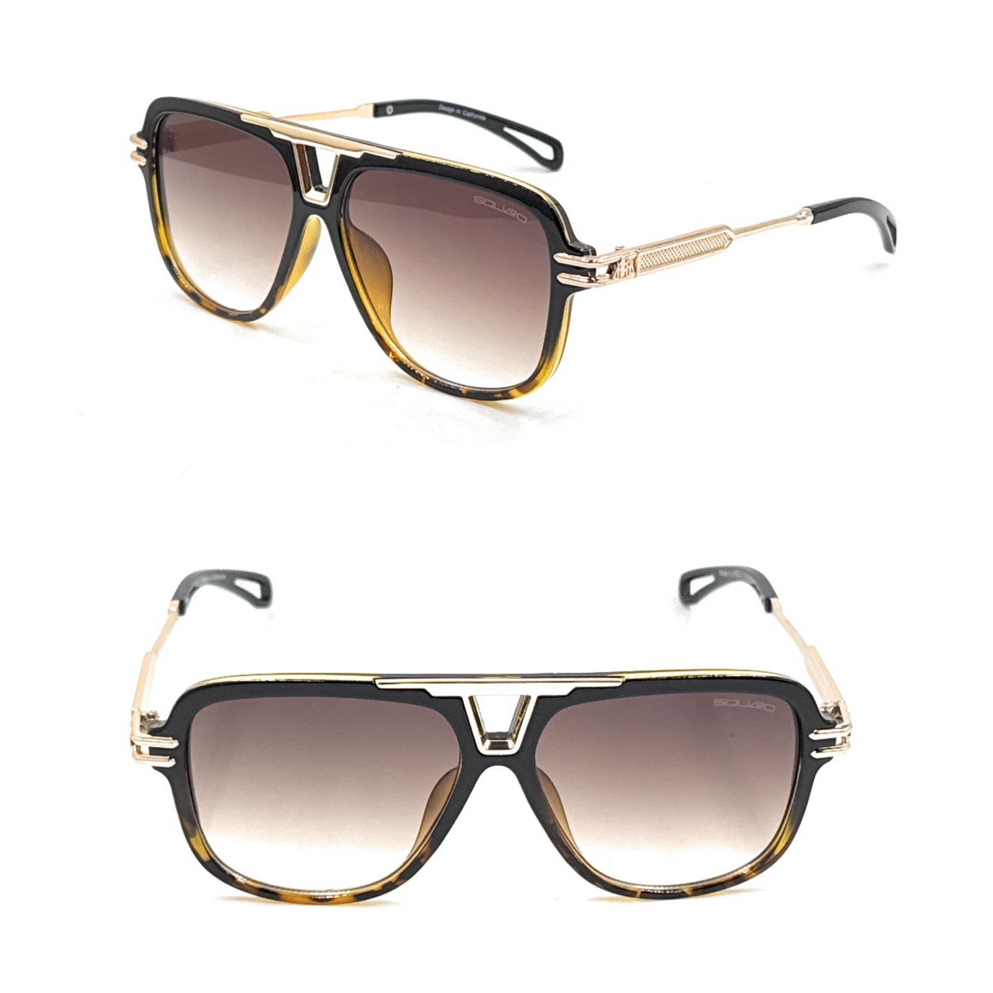 Squaro Plaid Accent Oversized Square Sunglasses – Black Frame with Gradient Brown Lenses      SQ20251570