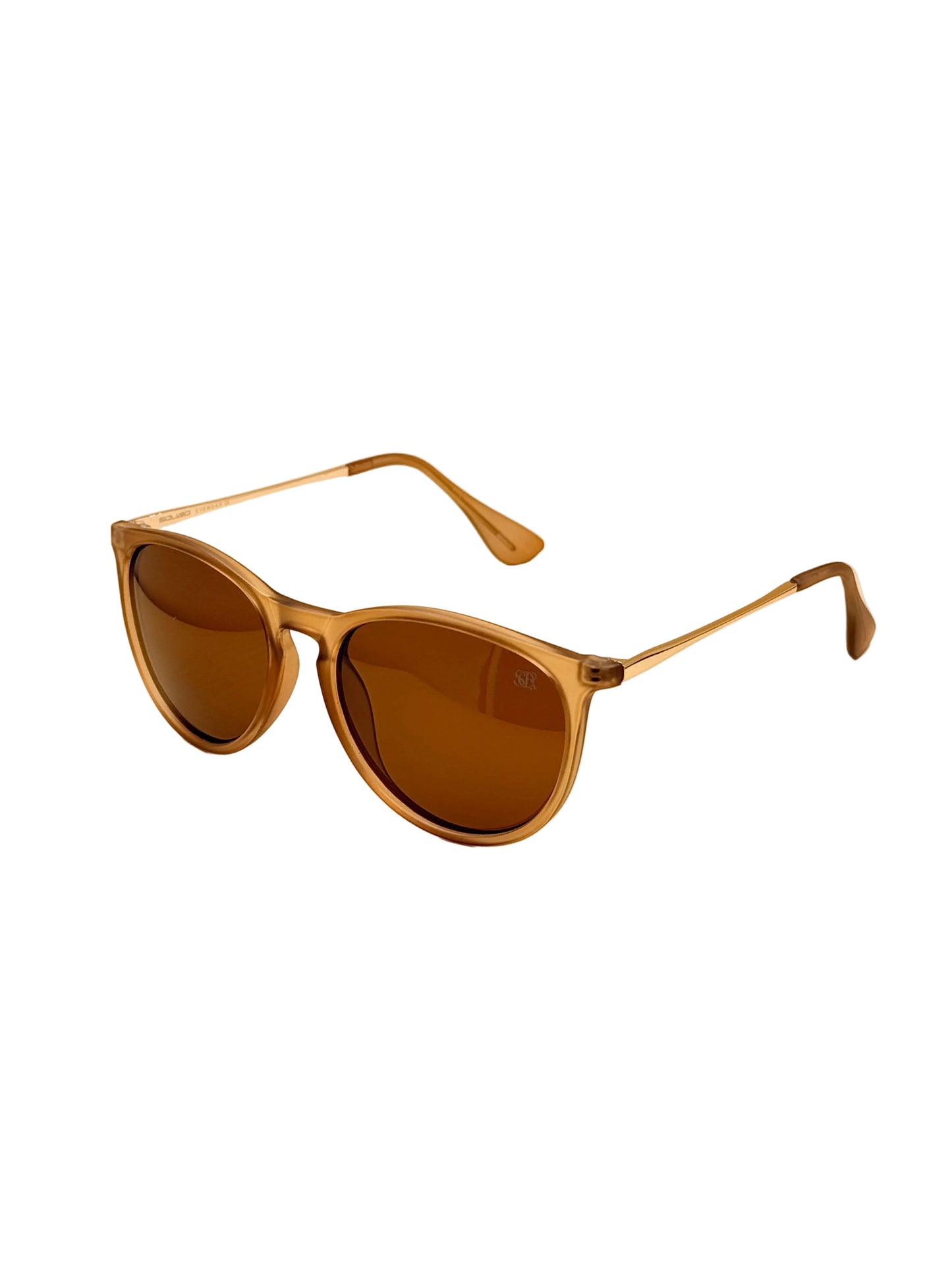 SQUARO Classic Round Polarized Sunglasses – Crystal Champagne Frame / Brown Lens

UVB- UVA SQ2026