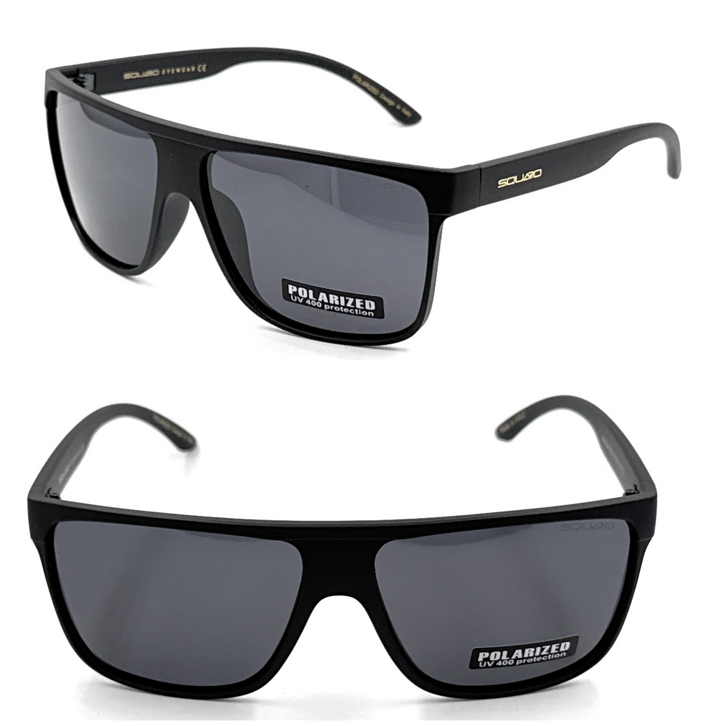 SQUARO TAC Polarized Sunglasses – Matte Black Frame with Soft Touch Rubber Coating | Premium UV400 Protection SQ20241529
