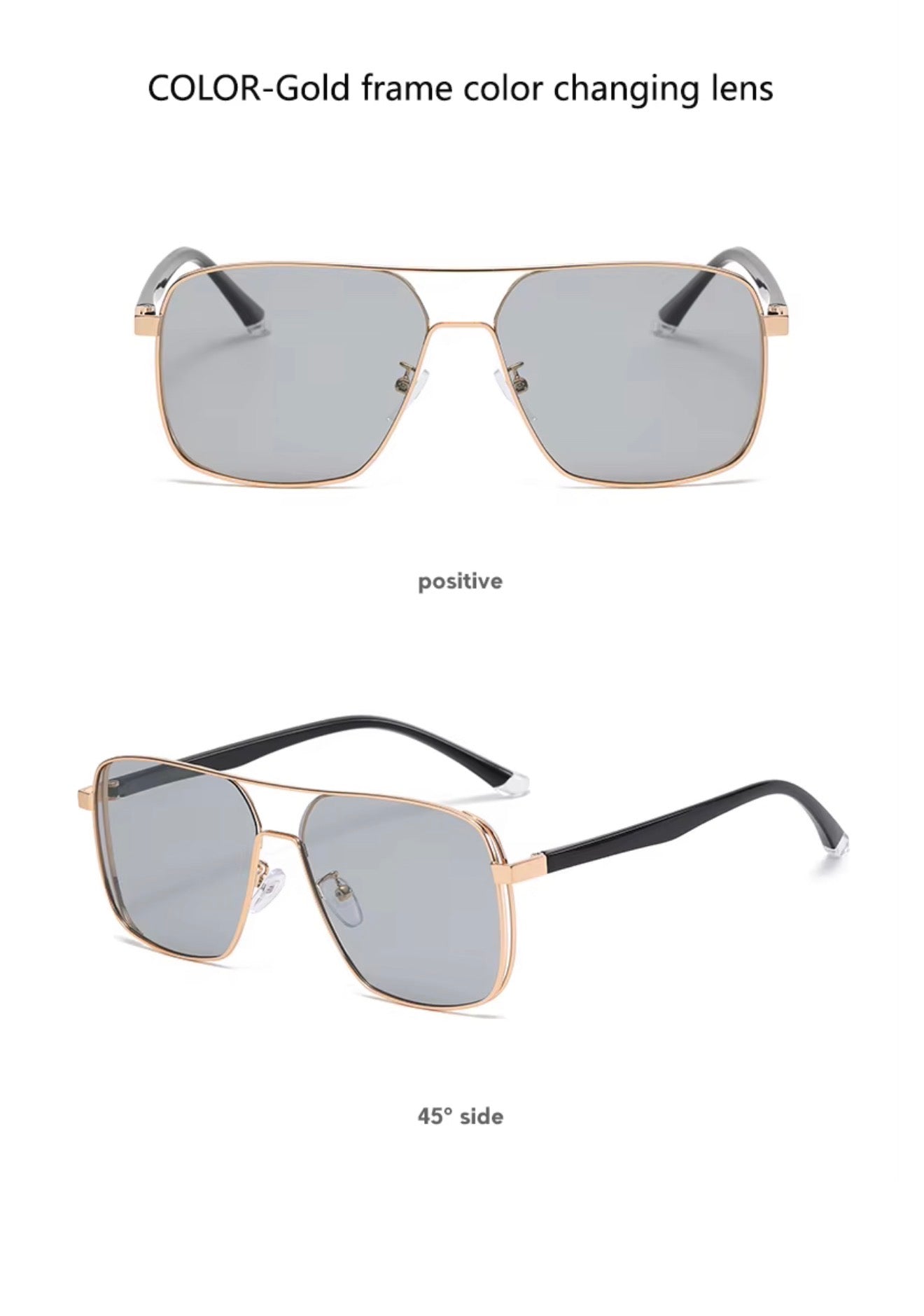 SQUARO Polarized Photochromic Aviator Sunglasses – TR90 + Metal Frame | UV400 Protection High Quality Light weight SQ20261611Square