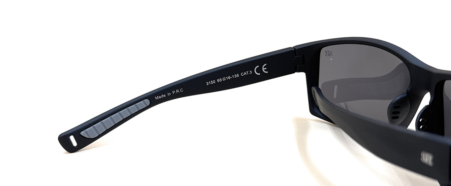 SQUARO 3150 Polarized Sport Sunglasses for Men – Matte Black Frame with Revo Polarized Lenses | UV400 Protection