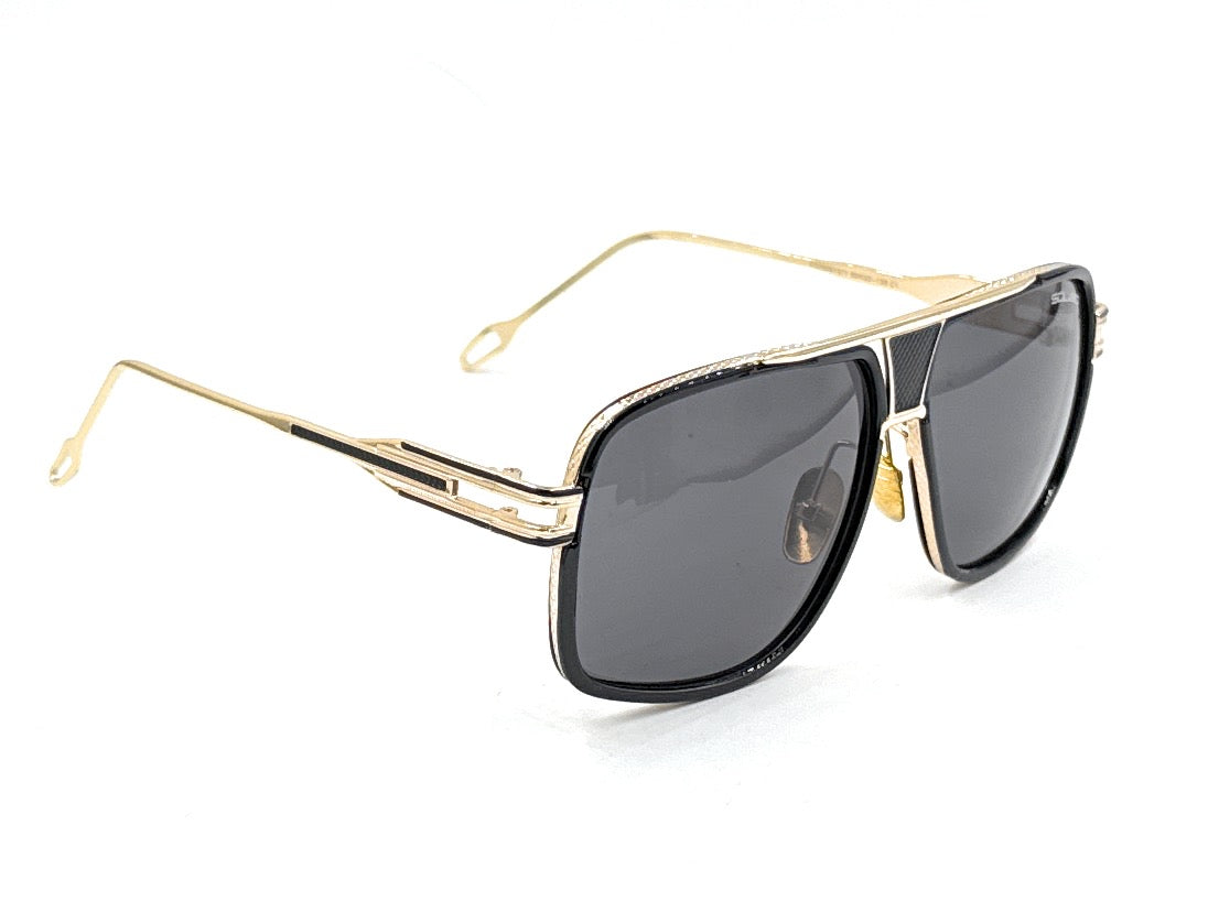 Squaro Plaid Accent Oversized Square Sunglasses –Black Frame with gold Gradient gray Lenses  Over size SQ20251571