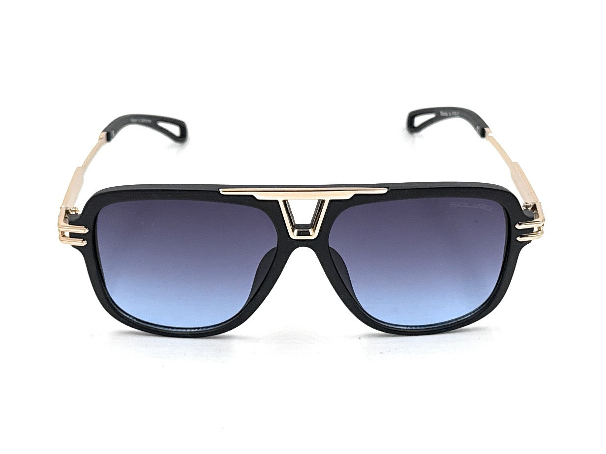 Squaro Plaid Accent Oversized Square Sunglasses – Black Frame with Gradient Brown Lenses      SQ20251570